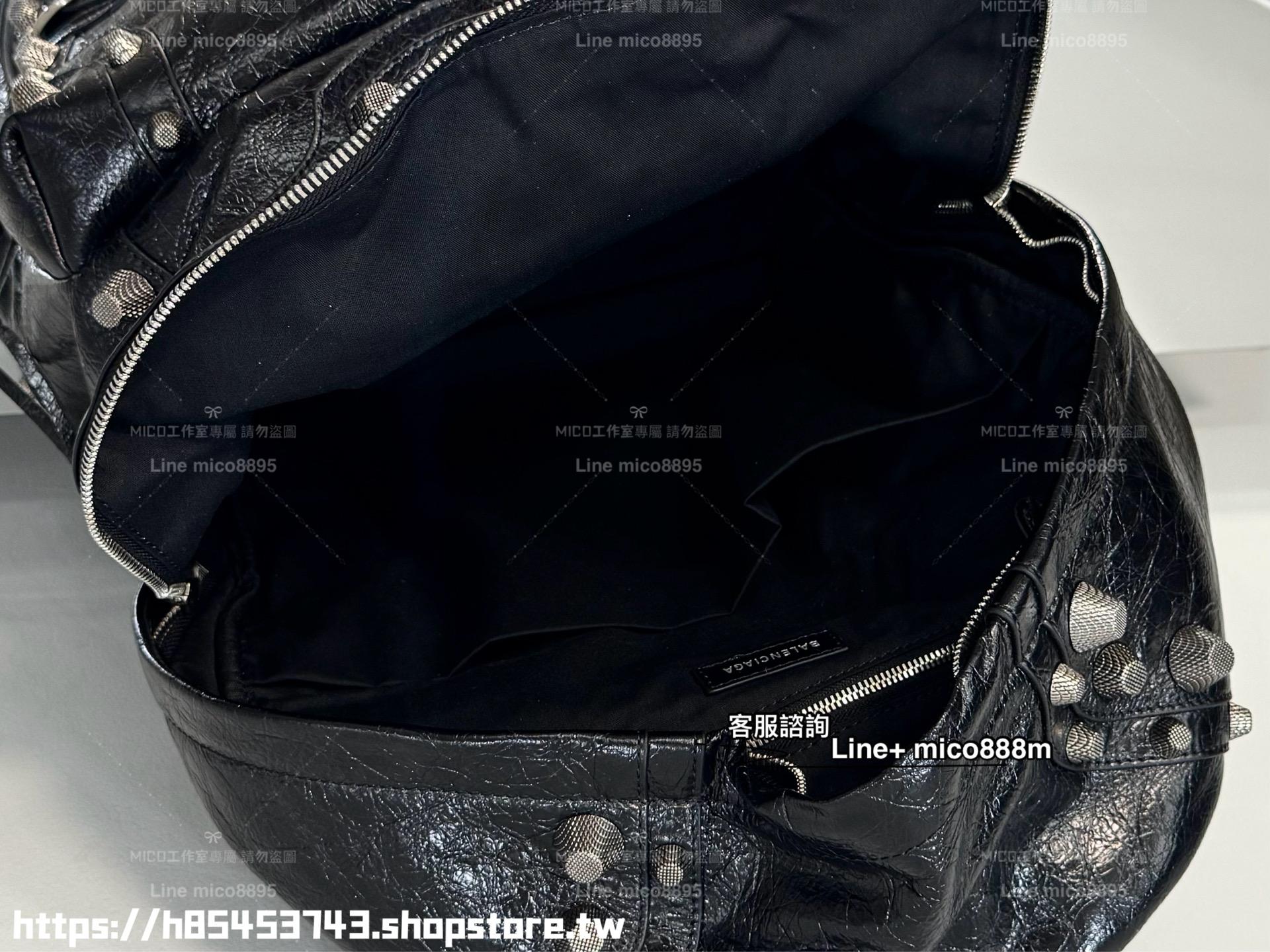 Balenciaga 巴黎世家 le cagole系列 爆裂羊皮卯釘書包/厚背包 35cm