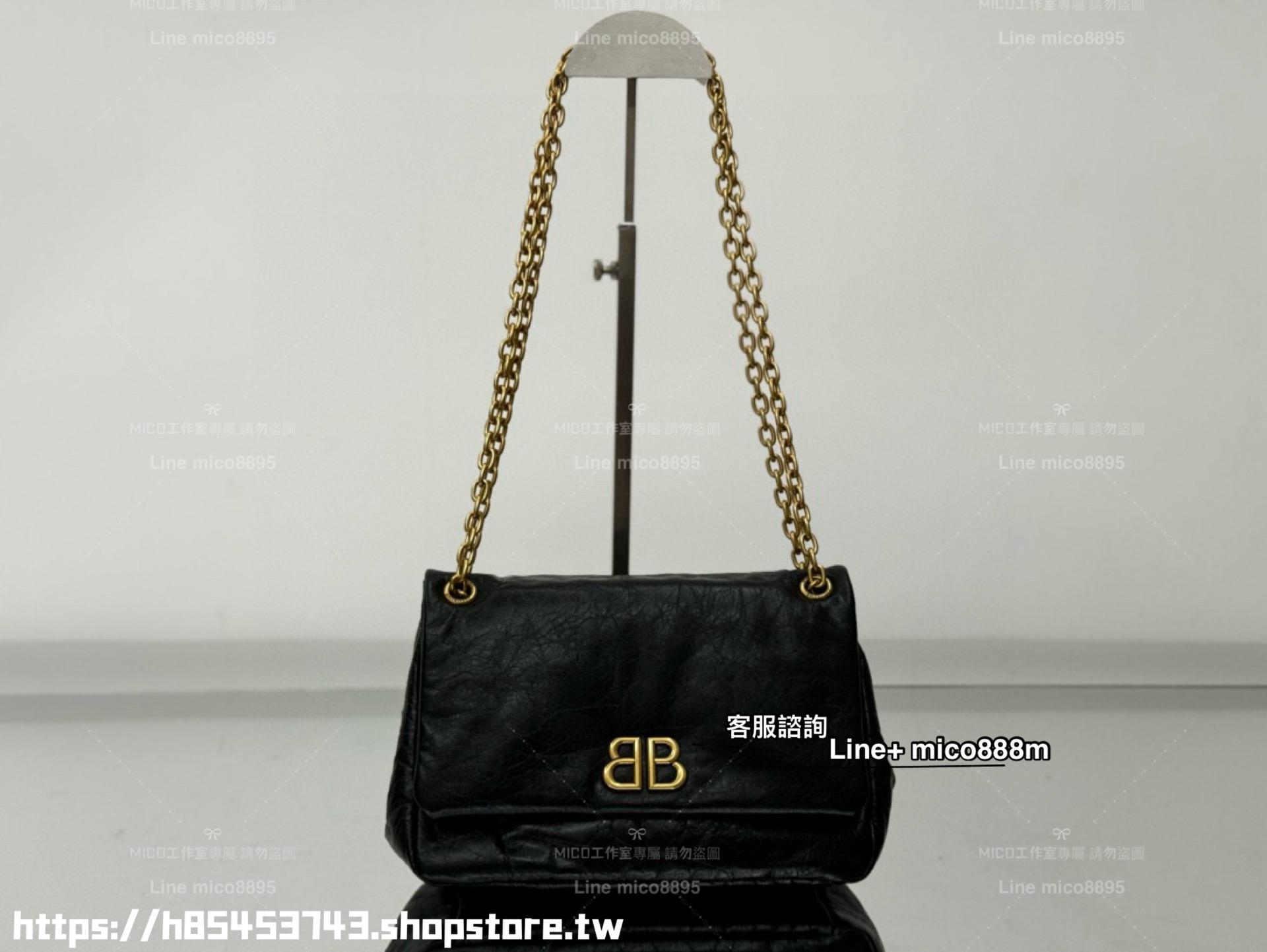 Balenciaga 巴黎世家 MINI尺寸 黑金 monaco枕頭包 25cm