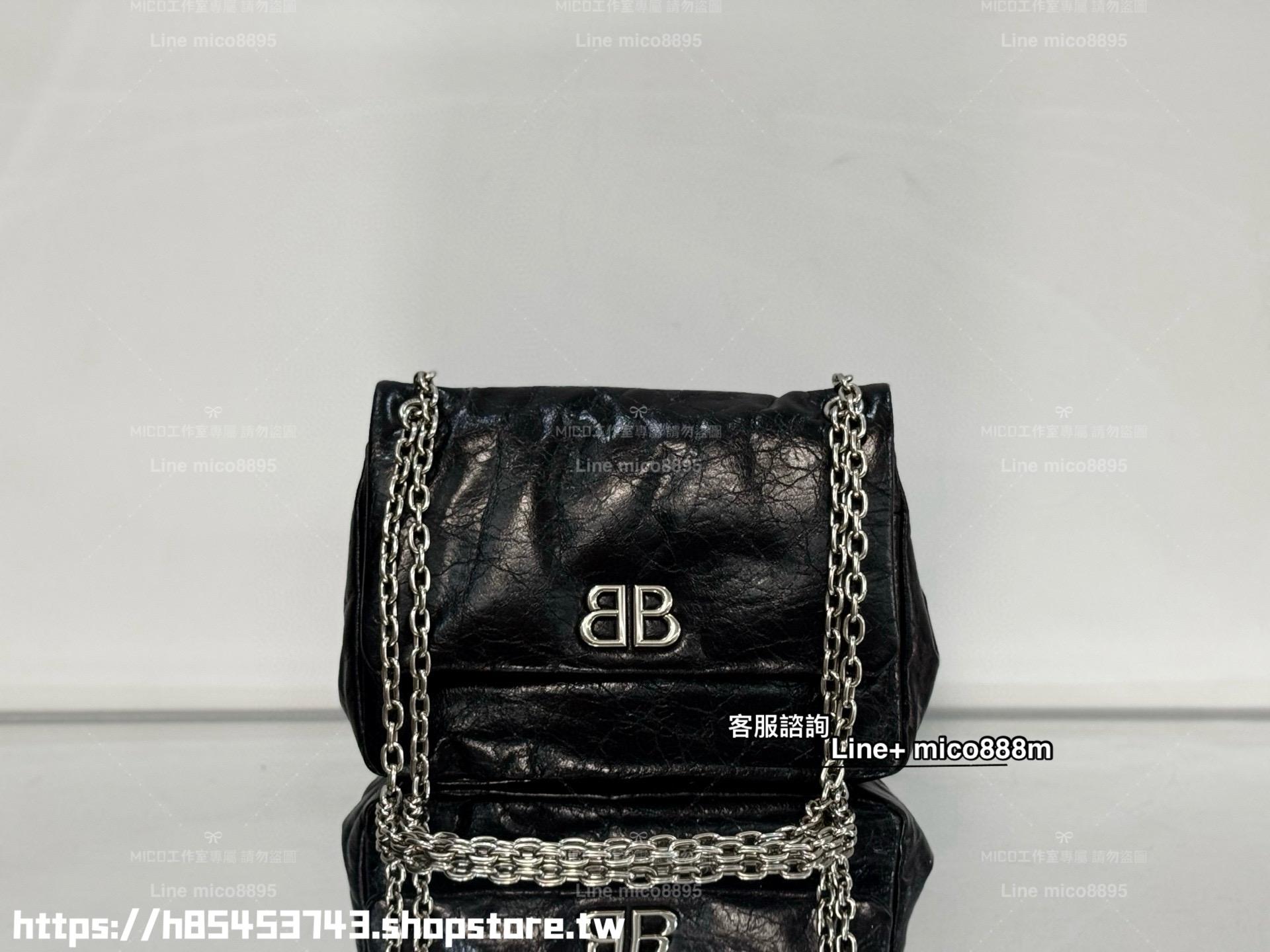 Balenciaga 巴黎世家 MINI尺寸 黑銀 monaco枕頭包 25cm