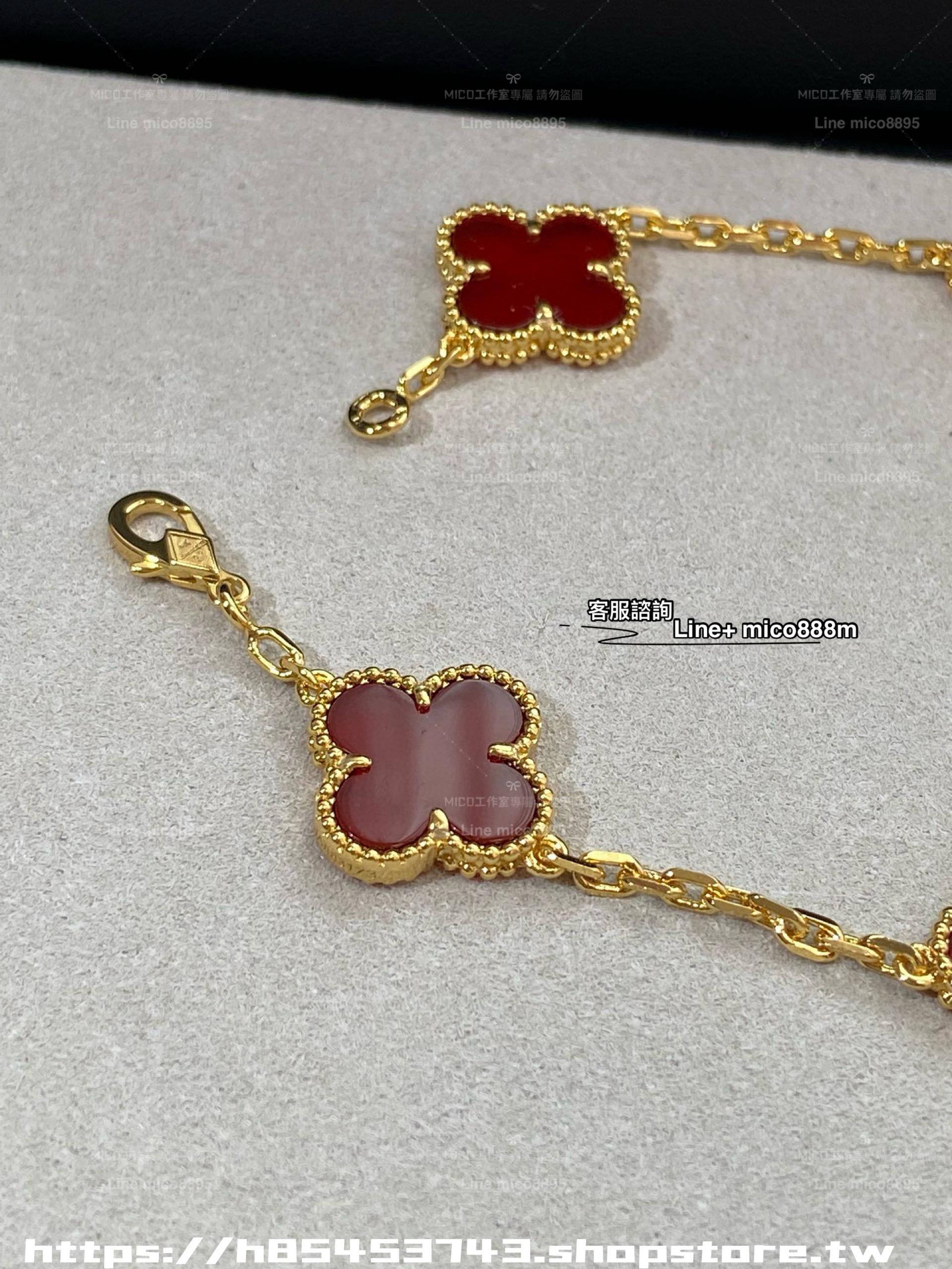 VCA Alhambra 紅玉隨金色五花手鍊 鏈長19cm