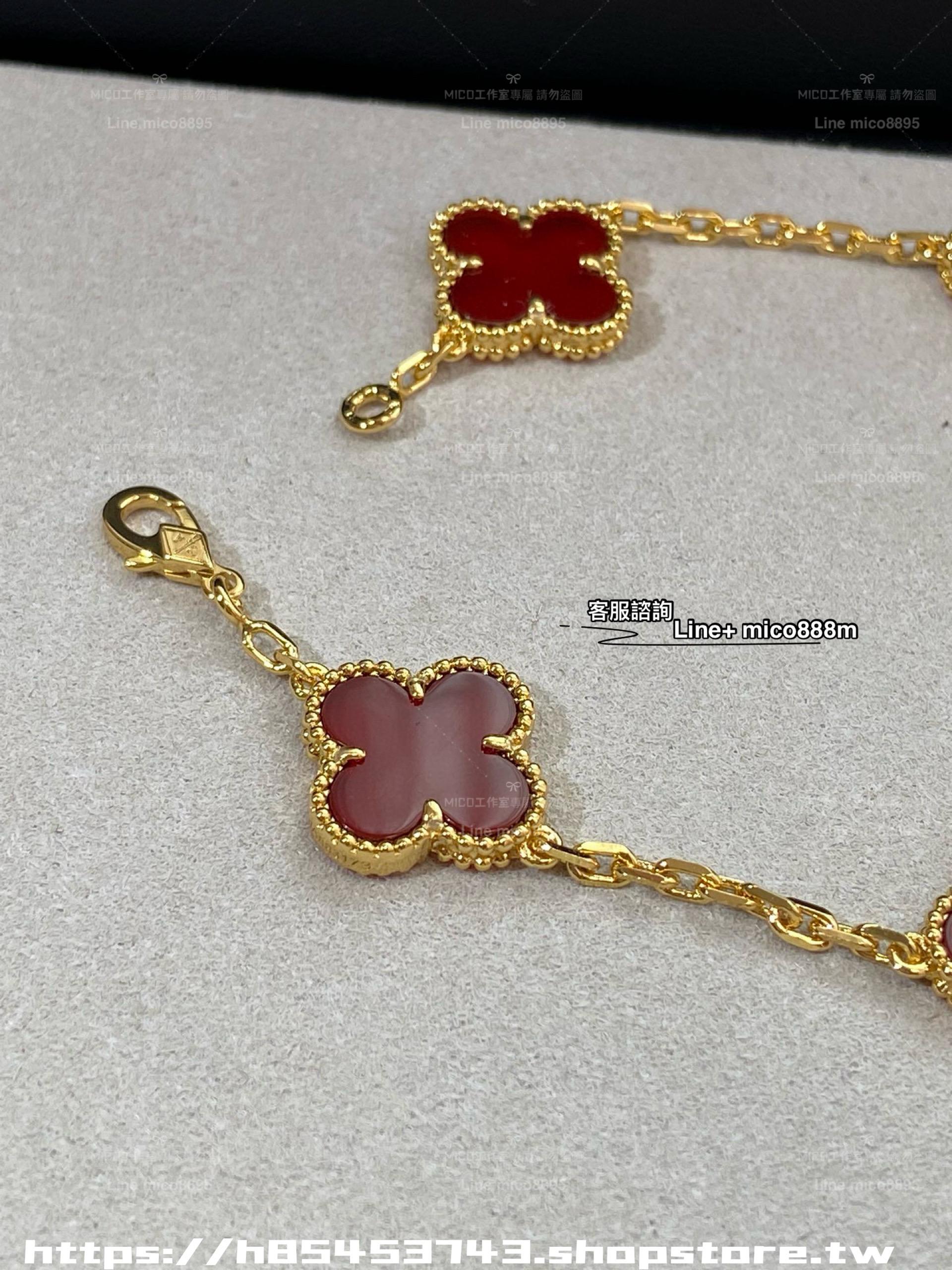 VCA Alhambra 紅玉隨金色五花手鍊 鏈長19cm