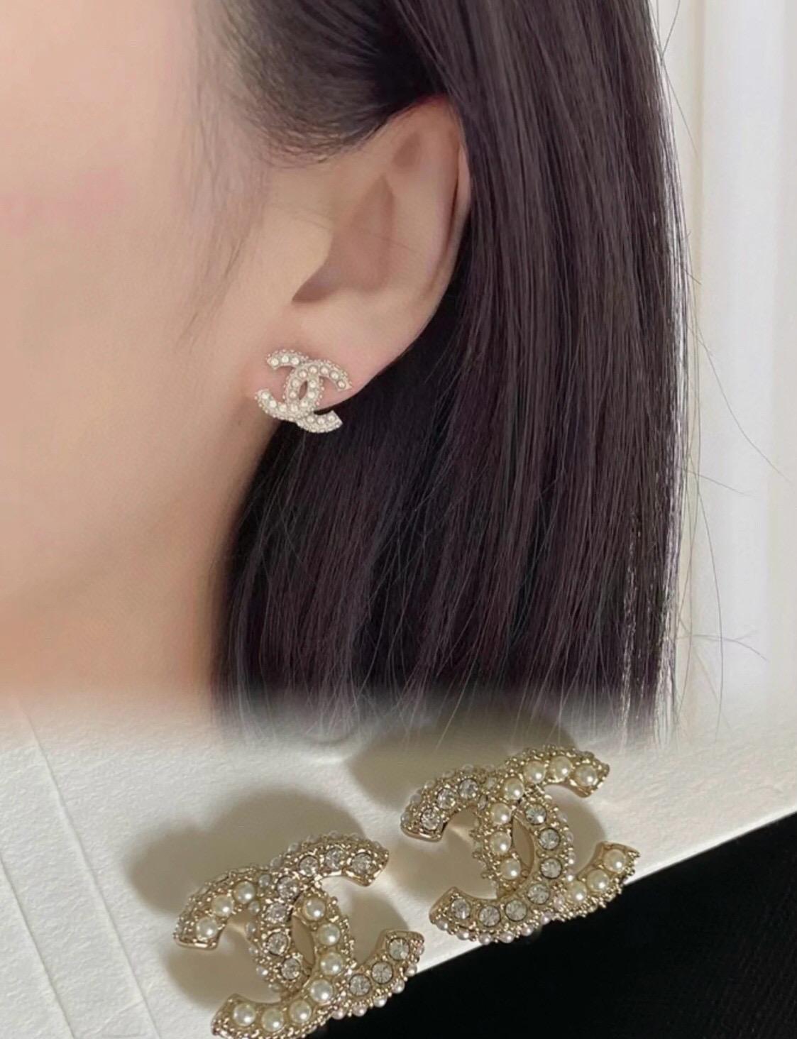CHANEL 基礎佩戴款 小米珍珠水鑽耳釘/耳環