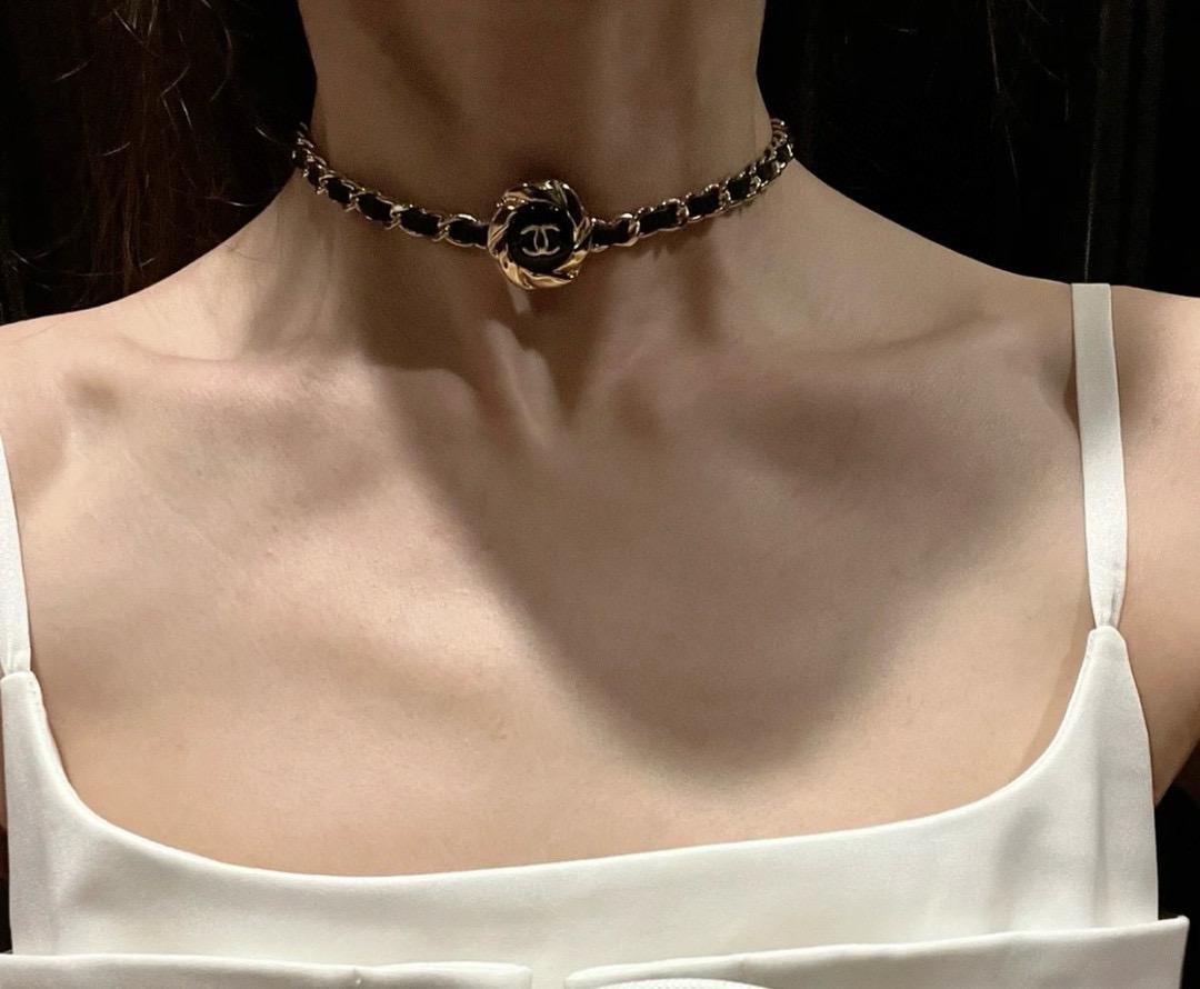 CHANEL 手工坊系列 復古Vintage金 金色山茶花/項鏈項圈/耳環