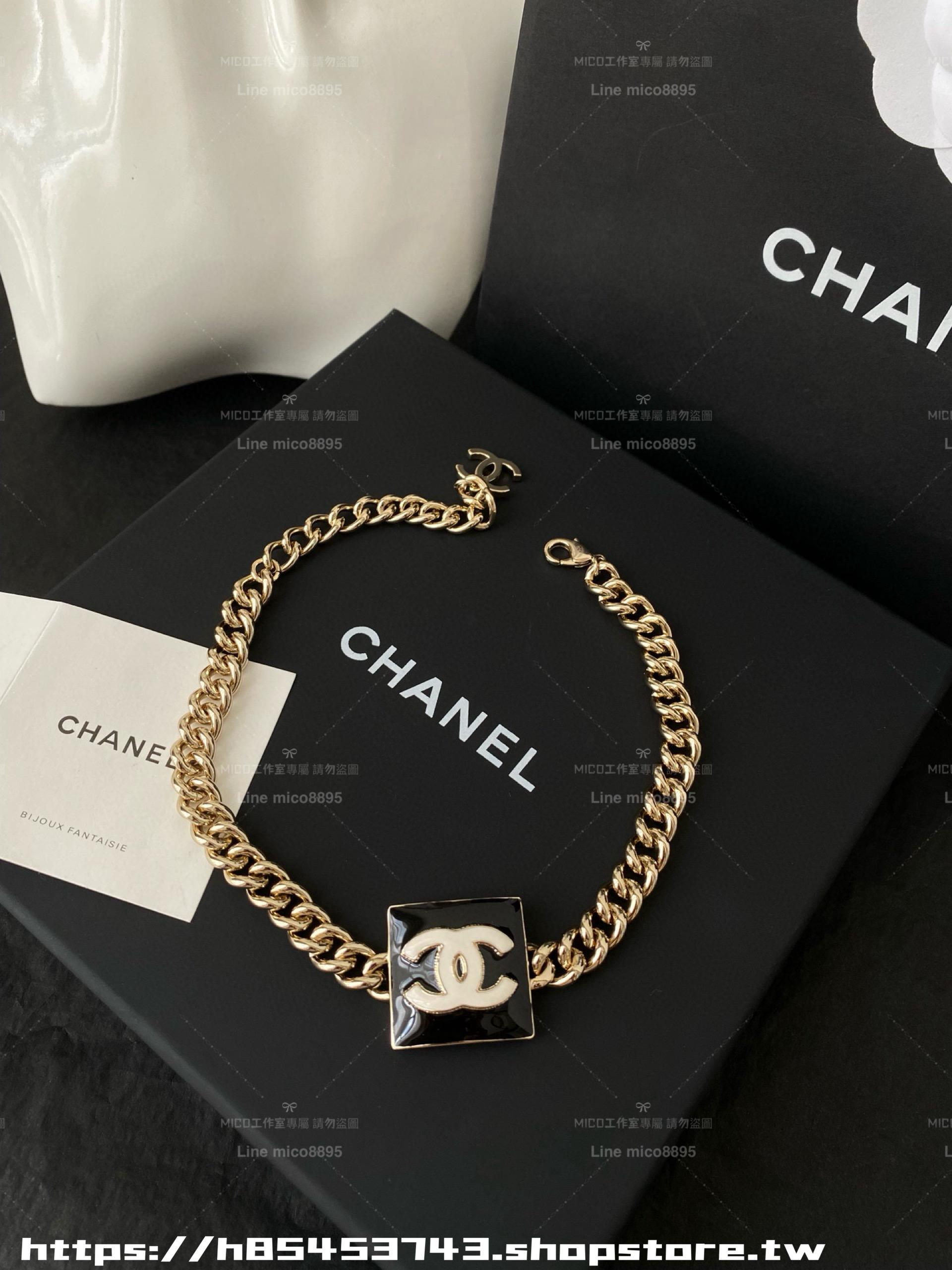 CHANEL 手工坊 黑白琺瑯方塊項鍊/Choker
