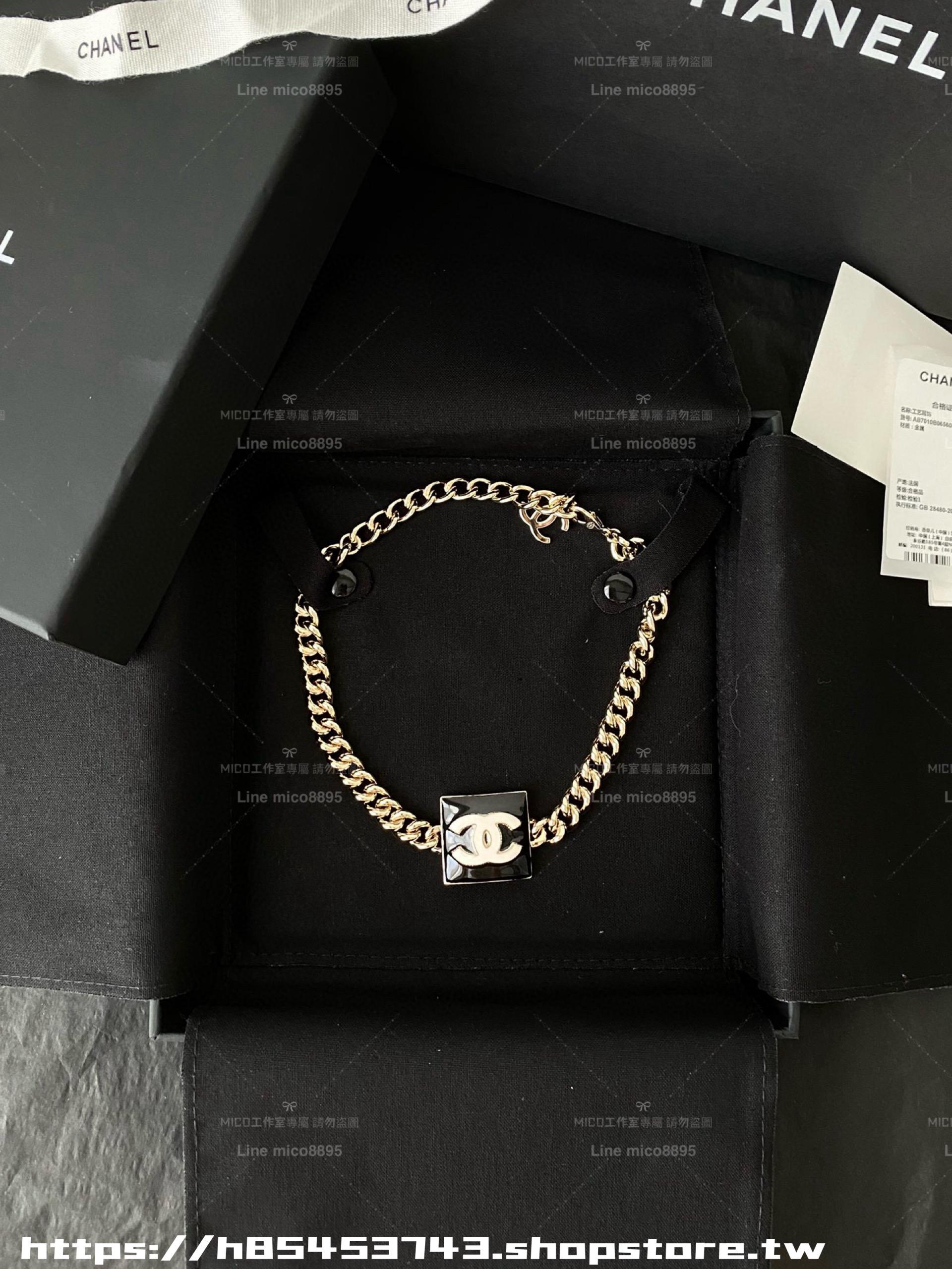 CHANEL 手工坊 黑白琺瑯方塊項鍊/Choker