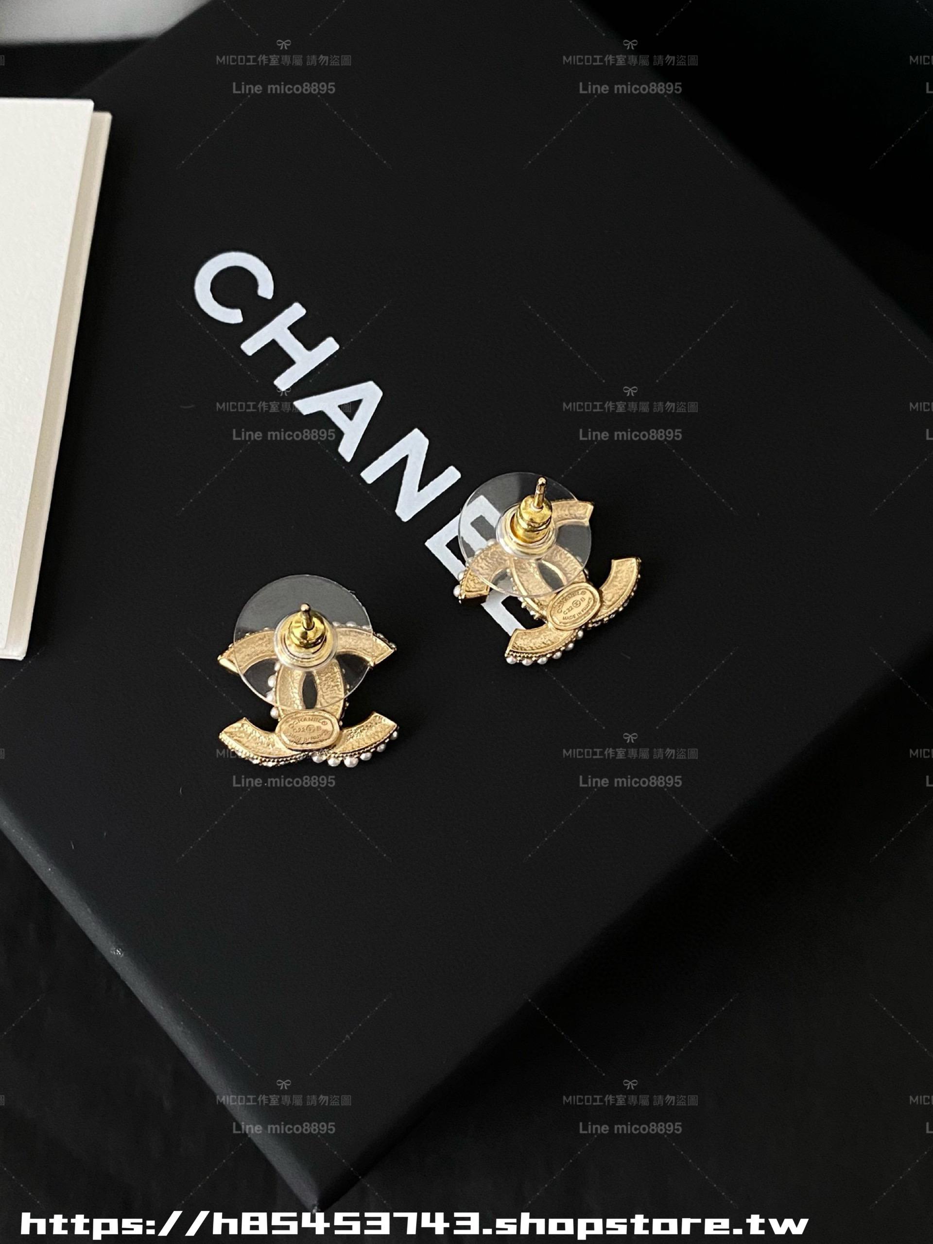 CHANEL 基礎佩戴款 小米珍珠水鑽耳釘/耳環