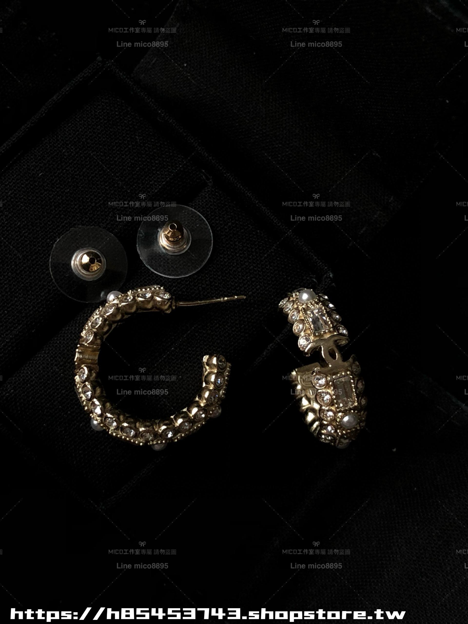 CHANEL 全鑽耳圈珍珠多材質耳環