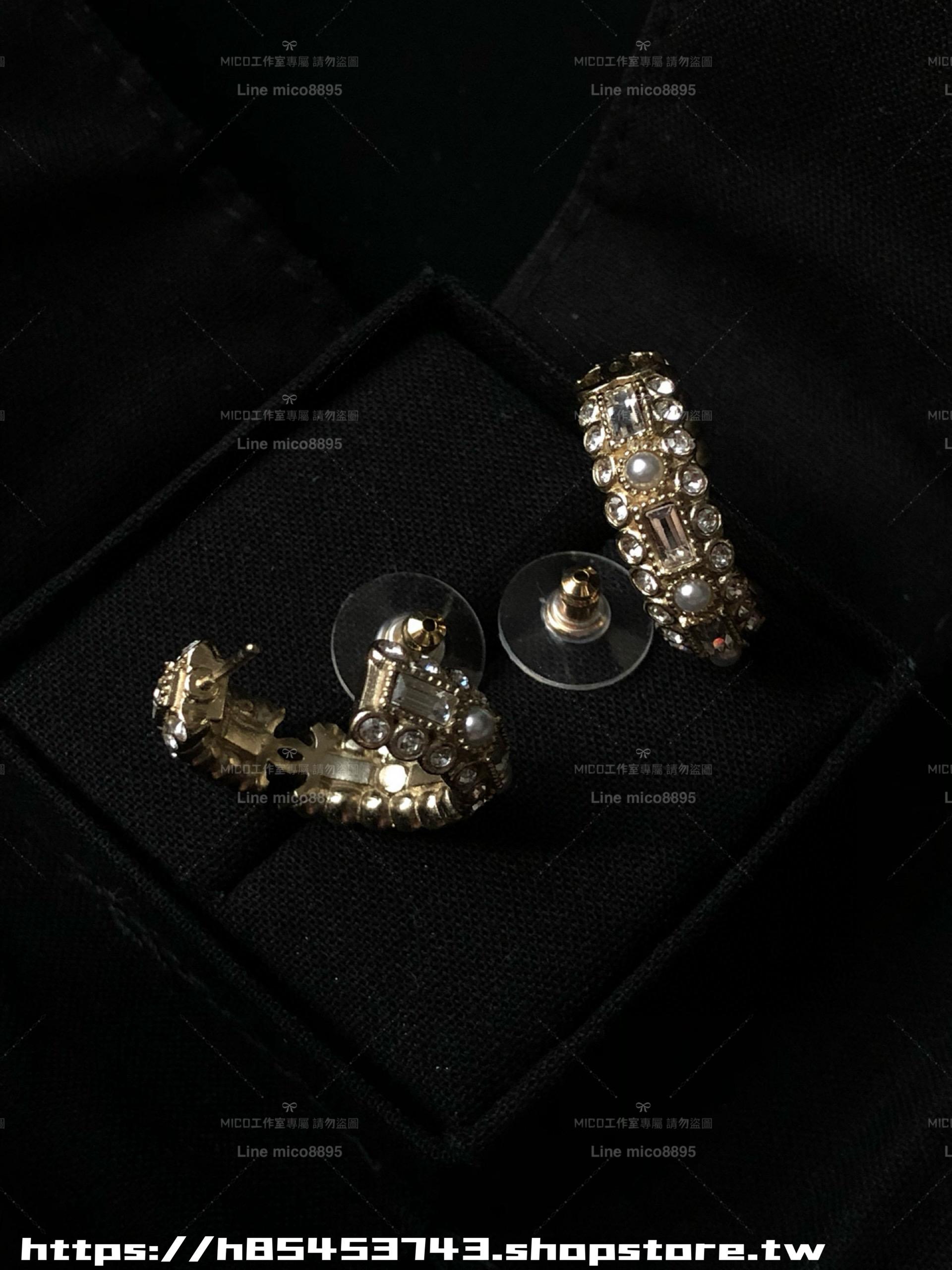 CHANEL 全鑽耳圈珍珠多材質耳環