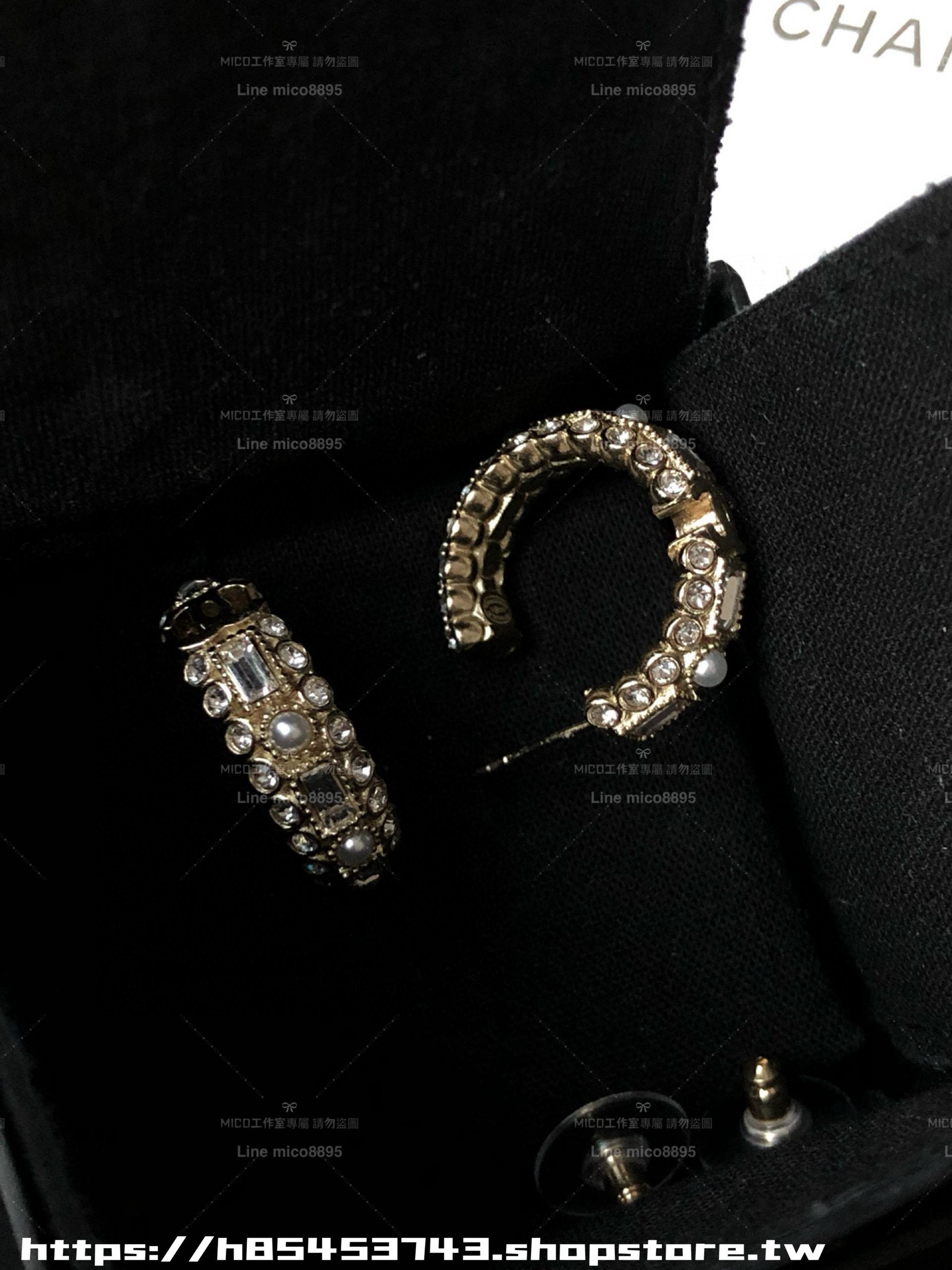 CHANEL 全鑽耳圈珍珠多材質耳環