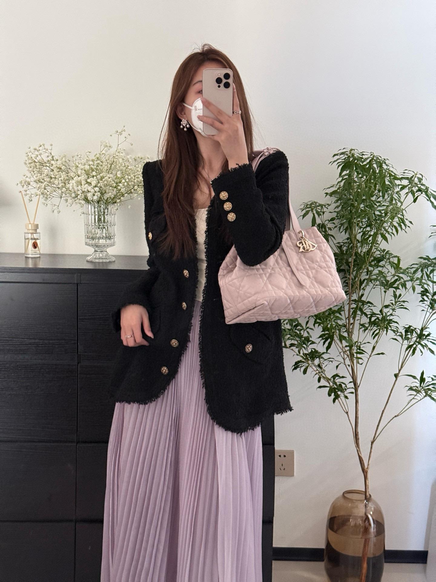 Dior 櫻花粉/中號 Toujours 手提購物袋 28cm