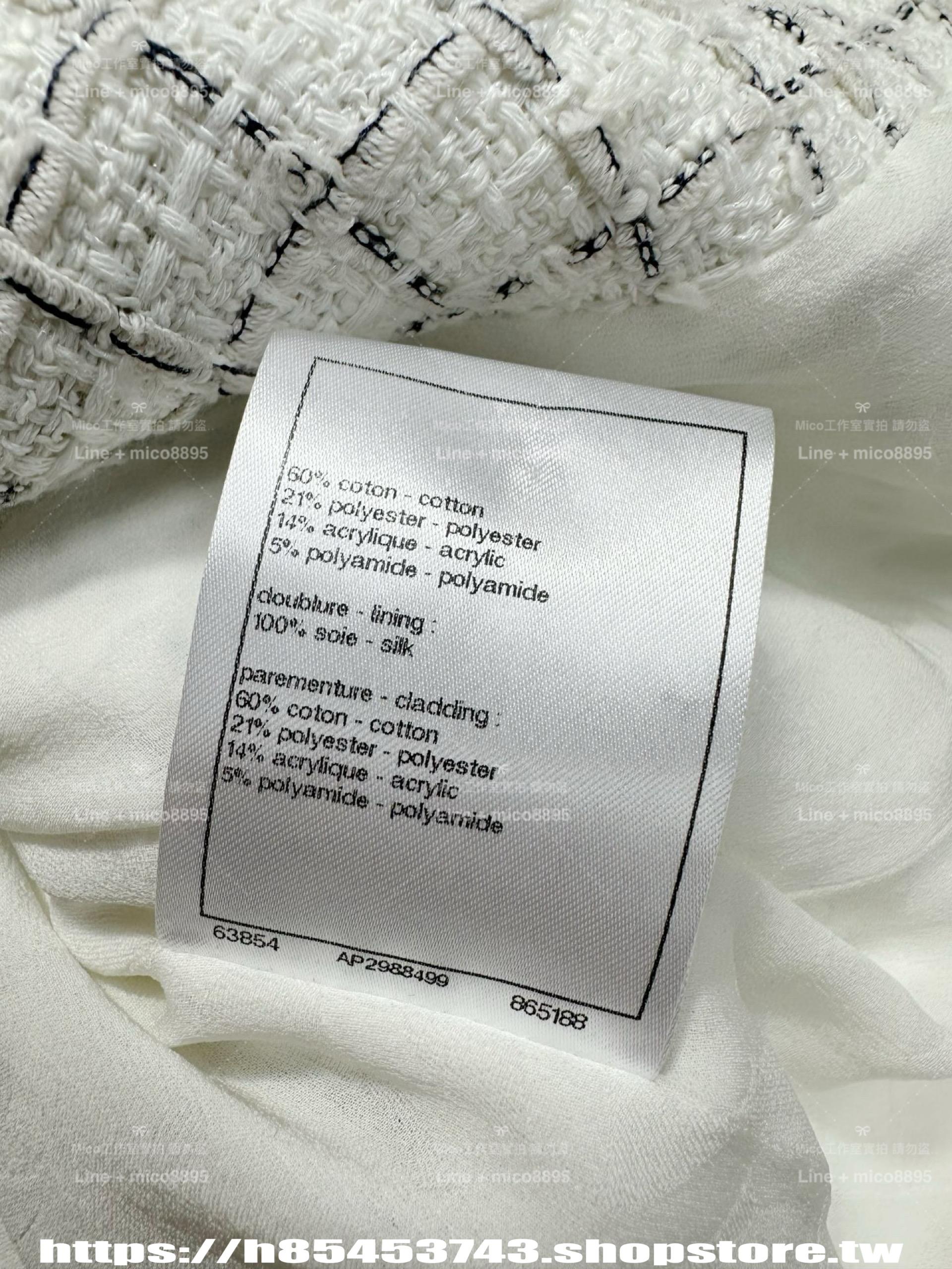 CHANEL | 25P早春款 白色格紋針織外套 九分袖設計