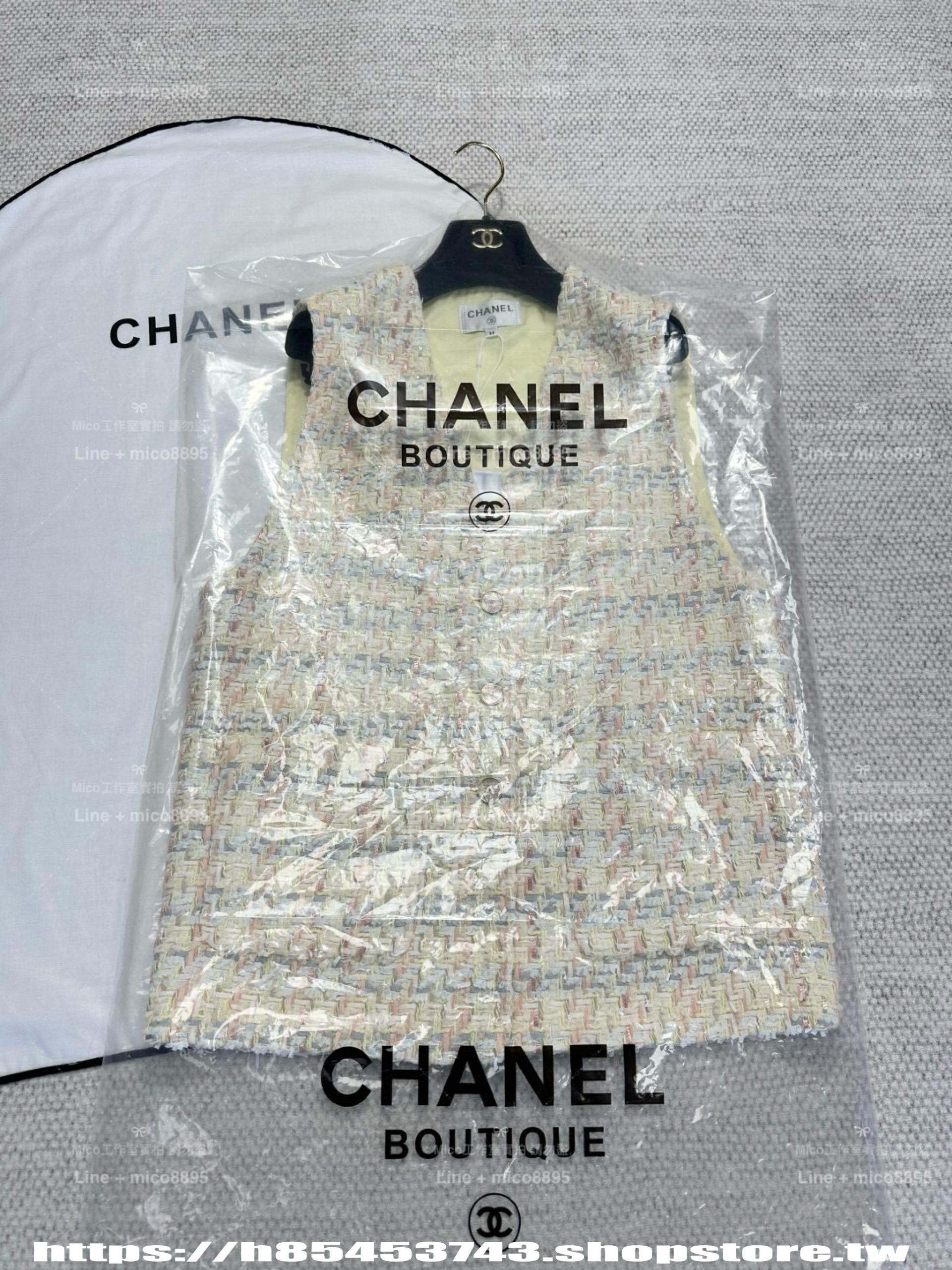 CHANEL | 25P 淺黃色毛呢馬甲背心
