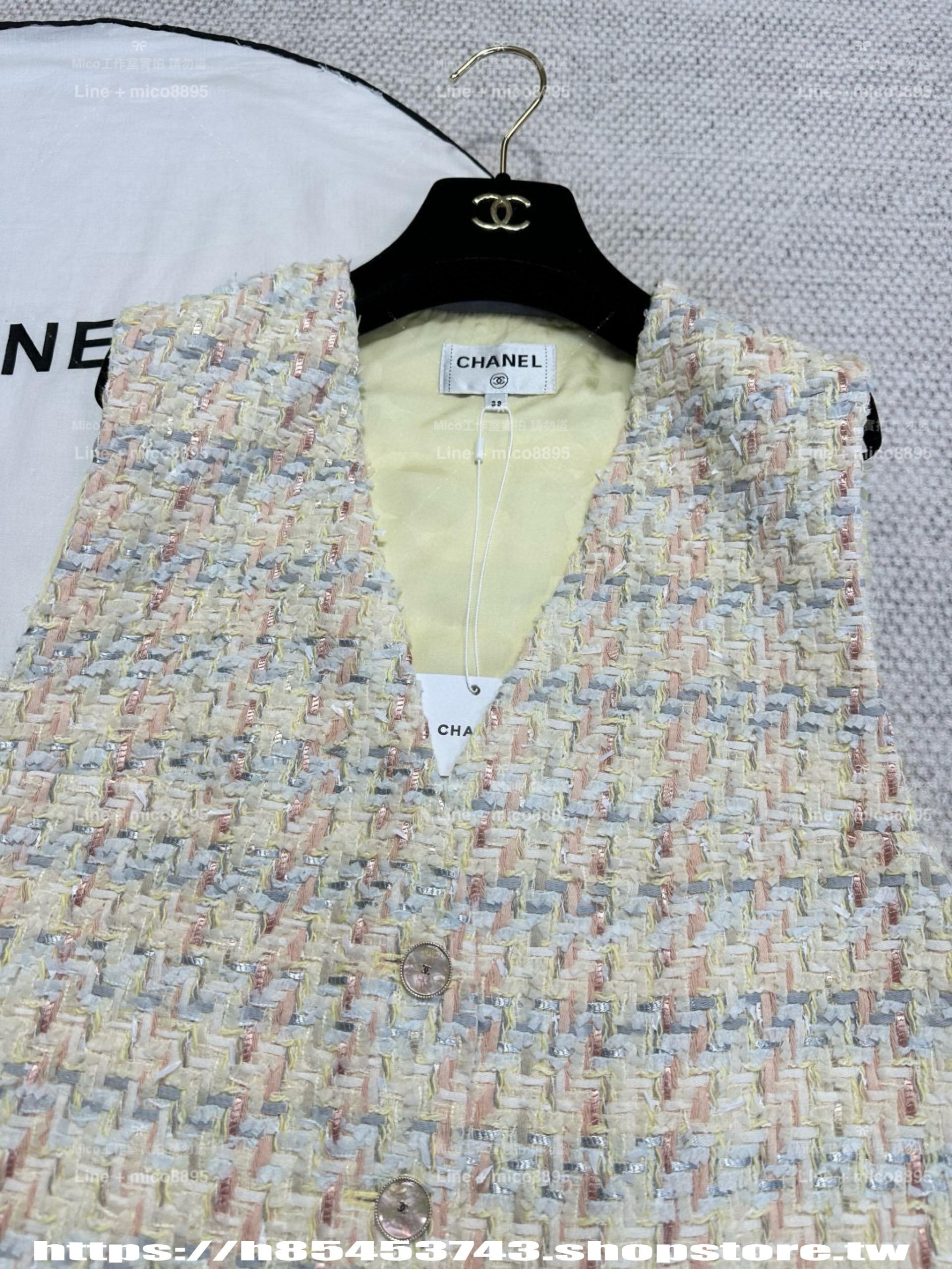 CHANEL | 25P 淺黃色毛呢馬甲背心