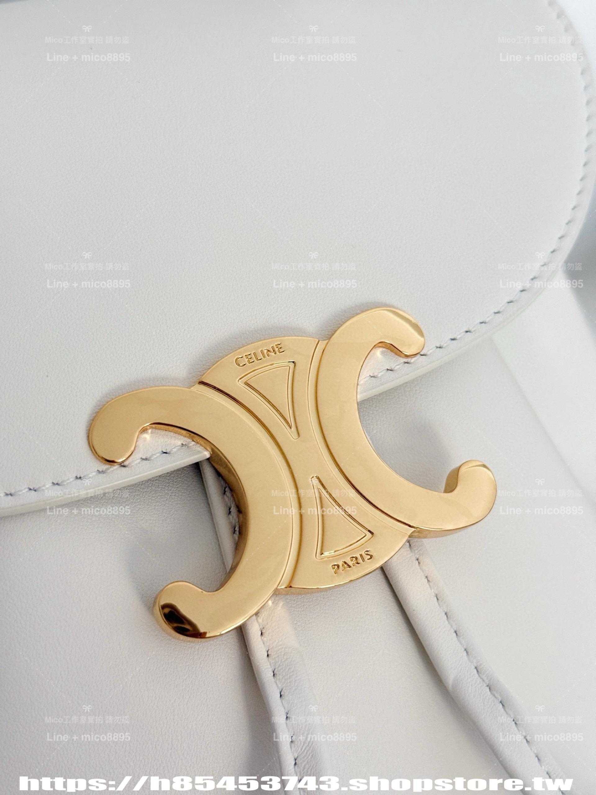 CELINE 白色皮質Bonnie✨雙肩包 小書包 長25cm x 寬18cm x 深13cm