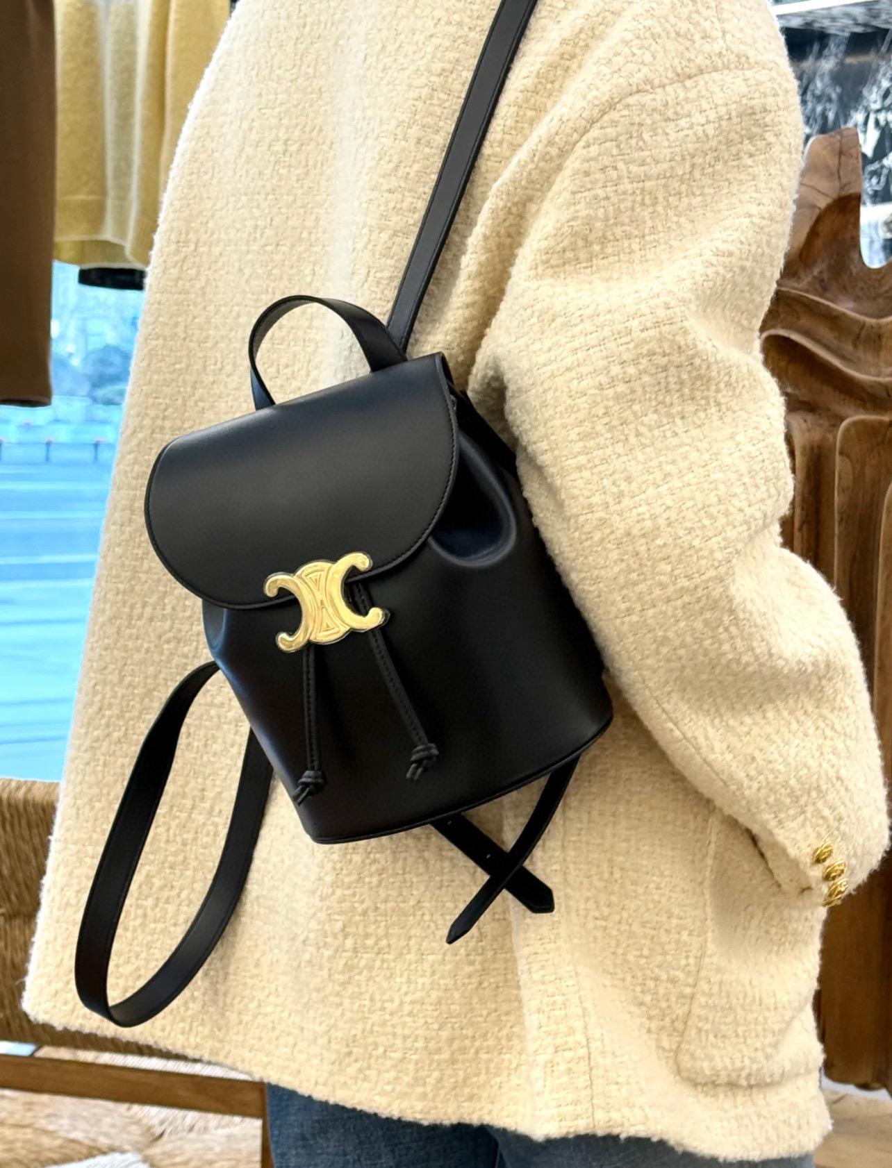 CELINE 全皮款/老花 Bonnie✨雙肩包 小書包 長25cm x 寬18cm x 深13cm