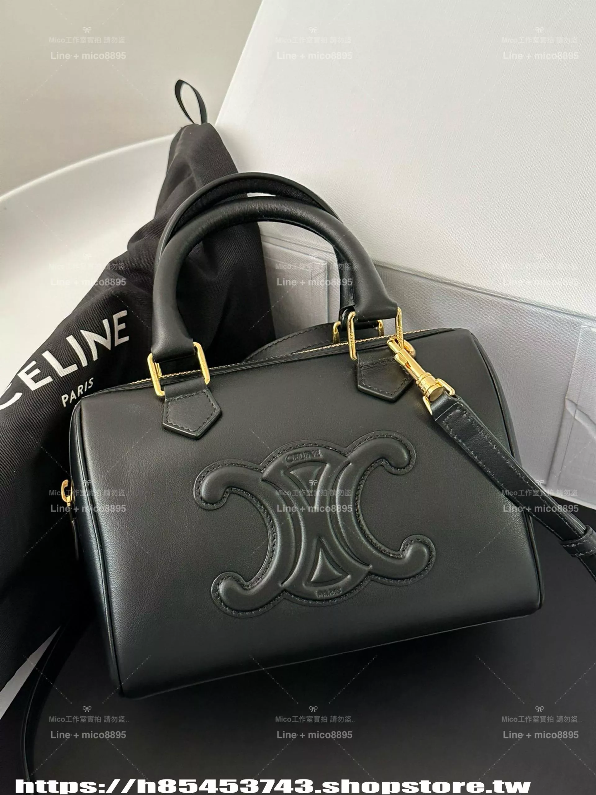 CELINE｜早春Cuir 全皮款黑色/棕色 Triomphe波士頓包/枕頭包/19cm