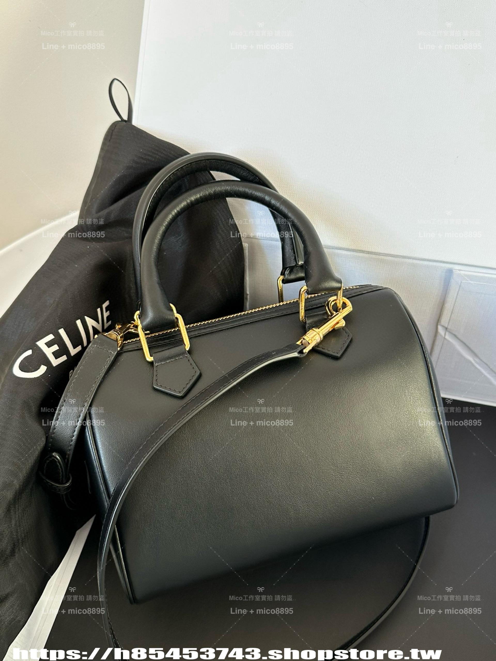CELINE｜早春Cuir 全皮款黑色/棕色 Triomphe波士頓包/枕頭包/19cm