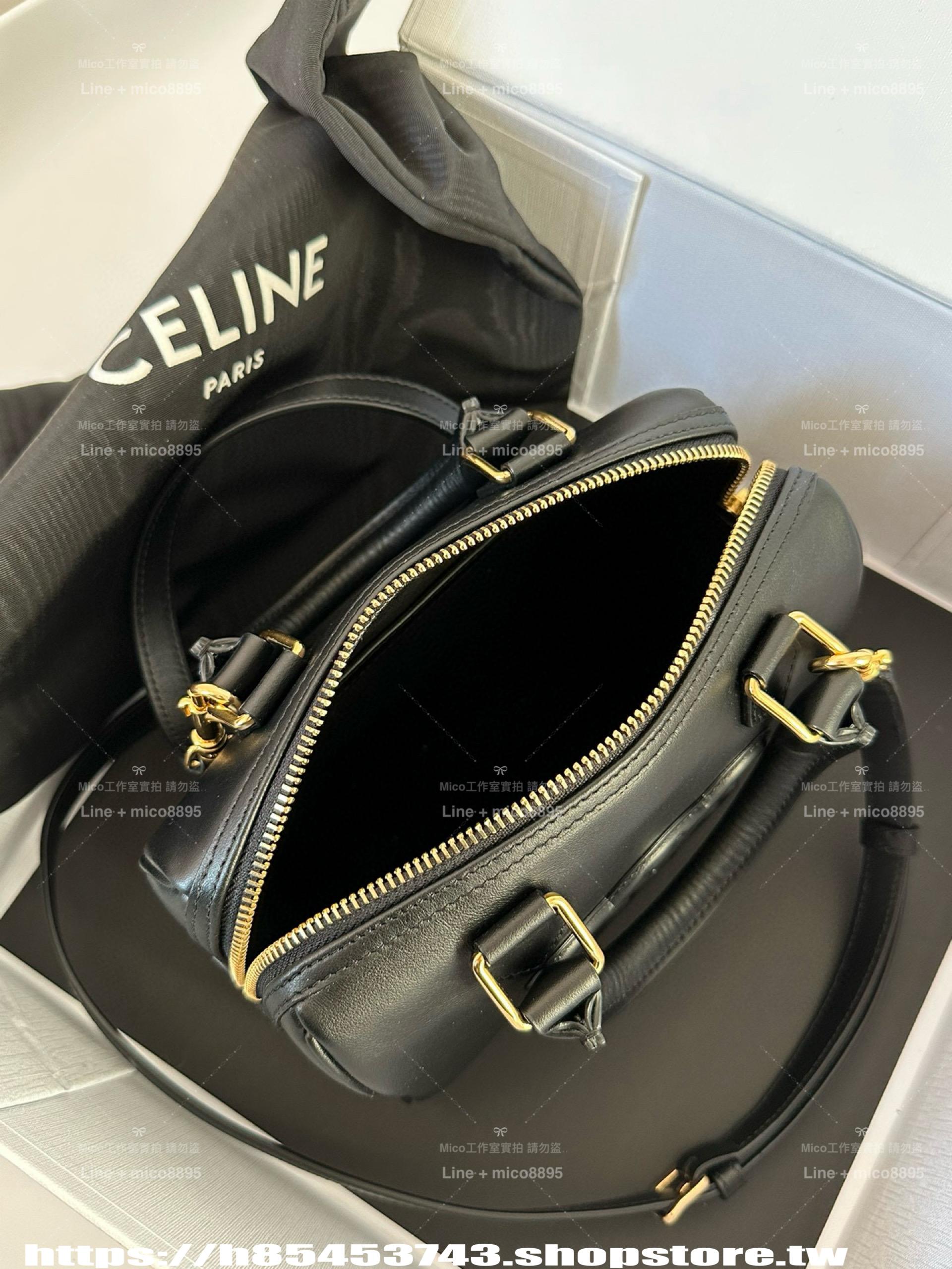 CELINE｜早春Cuir 全皮款黑色/棕色 Triomphe波士頓包/枕頭包/19cm