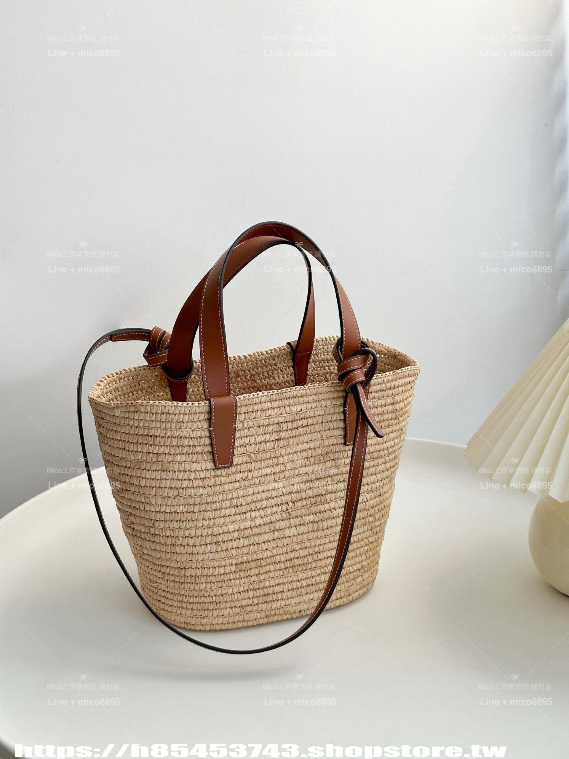 CELINE 夏日度假風系列 小號/22cm 可手提與肩背草編包購物袋