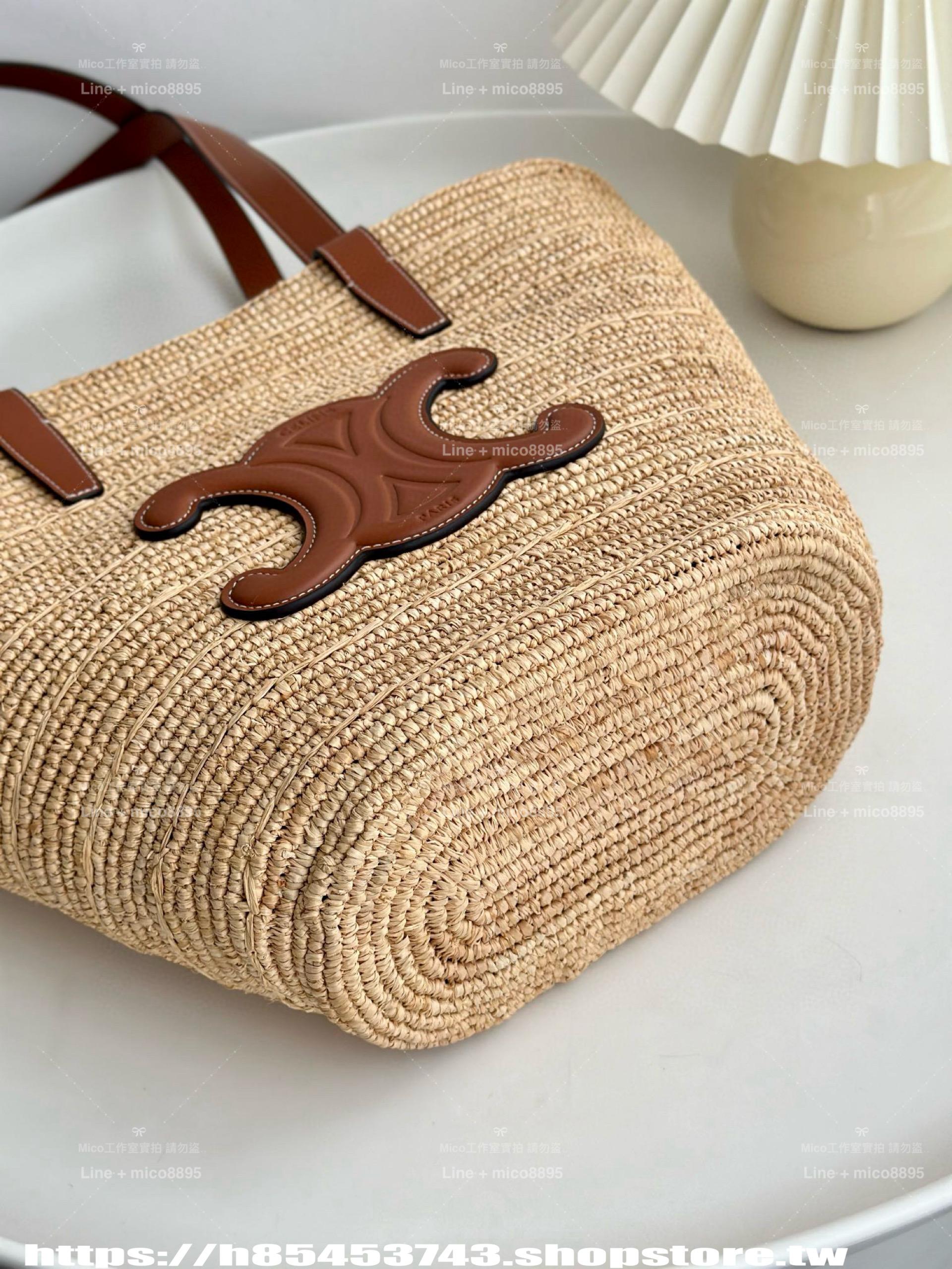 CELINE 夏日度假風系列 中號 可手提與肩背草編包購物袋 30cm