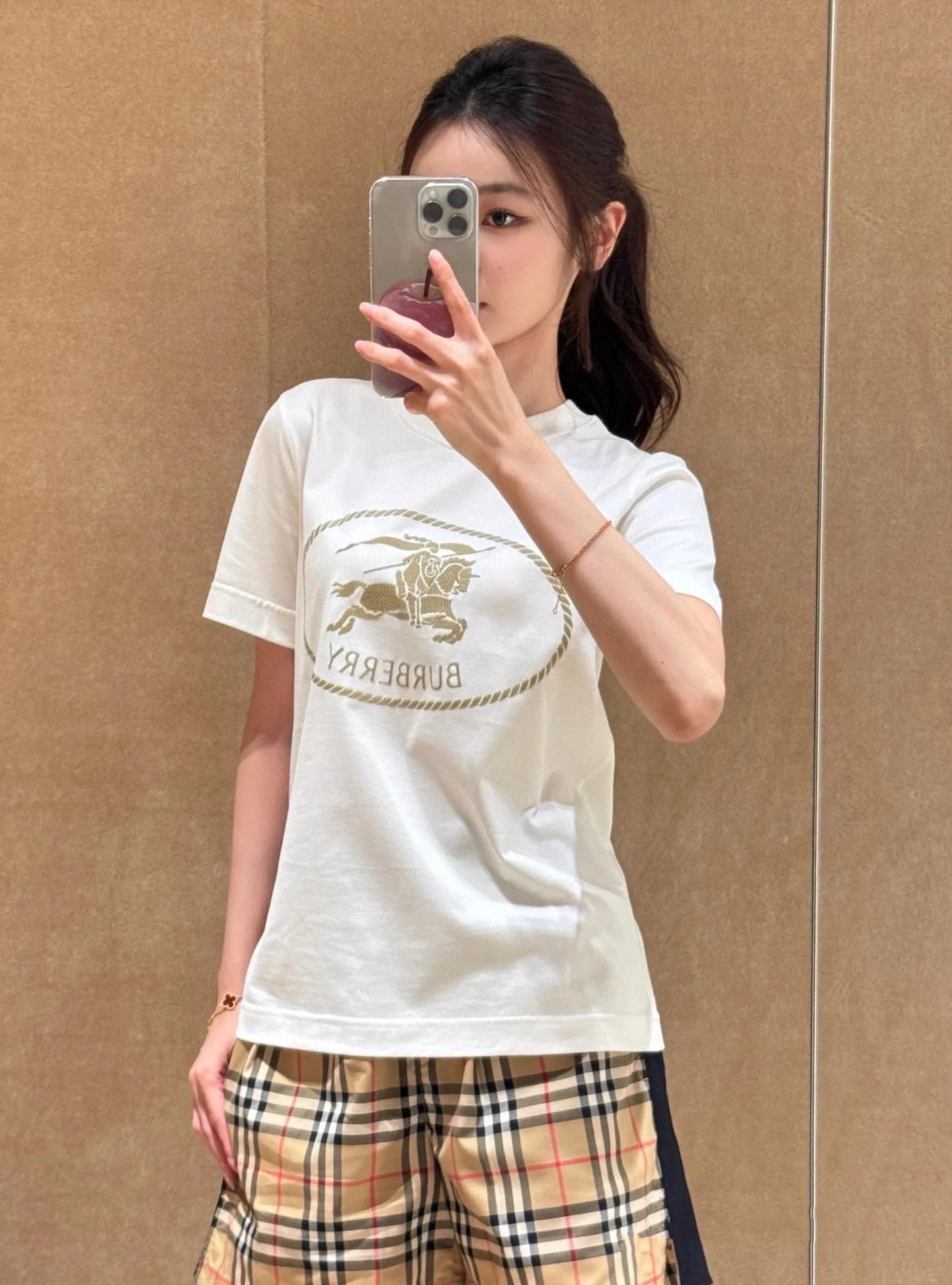 Burberry巴寶莉 25ss 早春戰馬短袖T恤上衣 粉色/黑色/白色