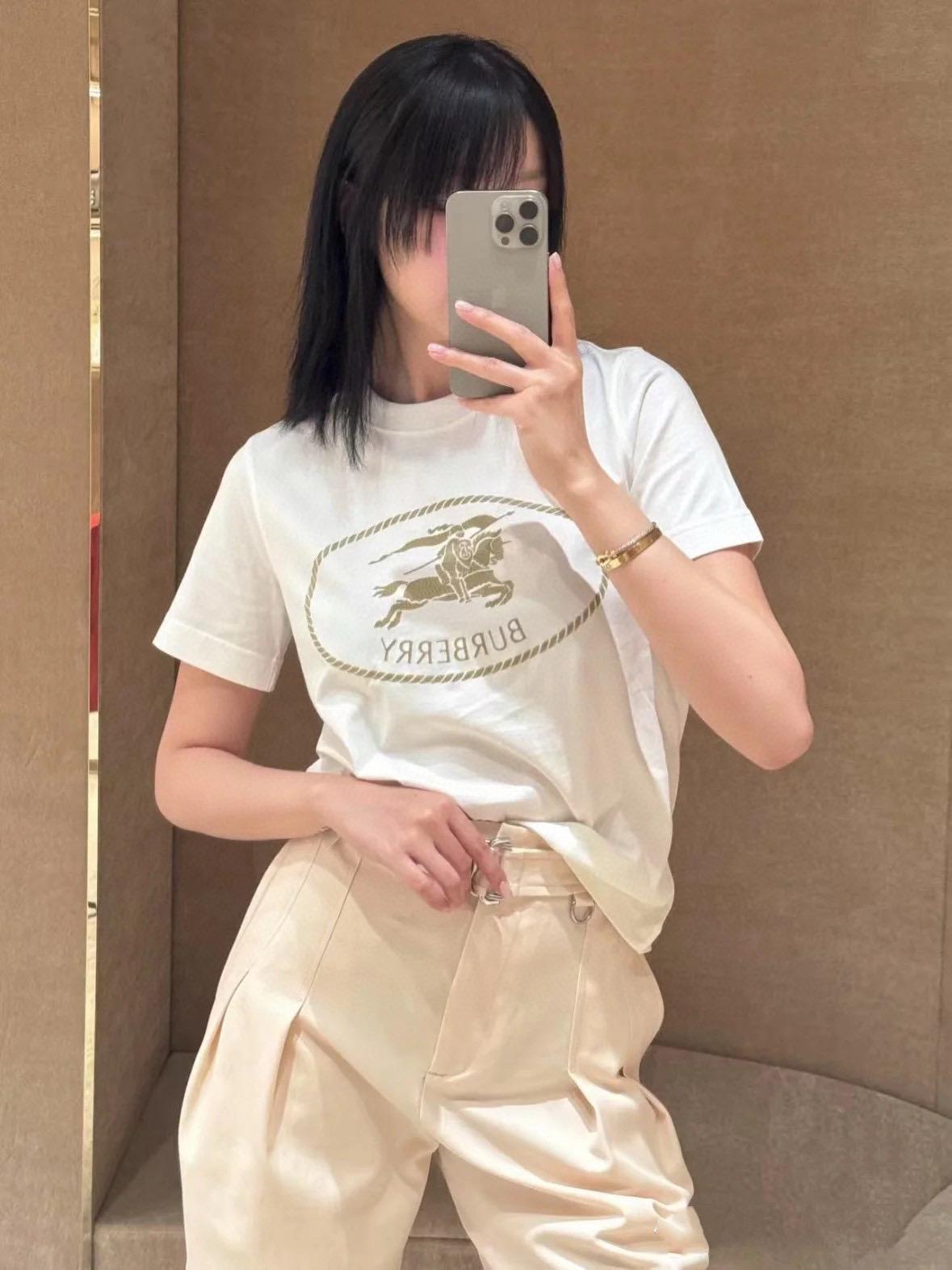 Burberry巴寶莉 25ss 早春戰馬短袖T恤上衣 粉色/黑色/白色