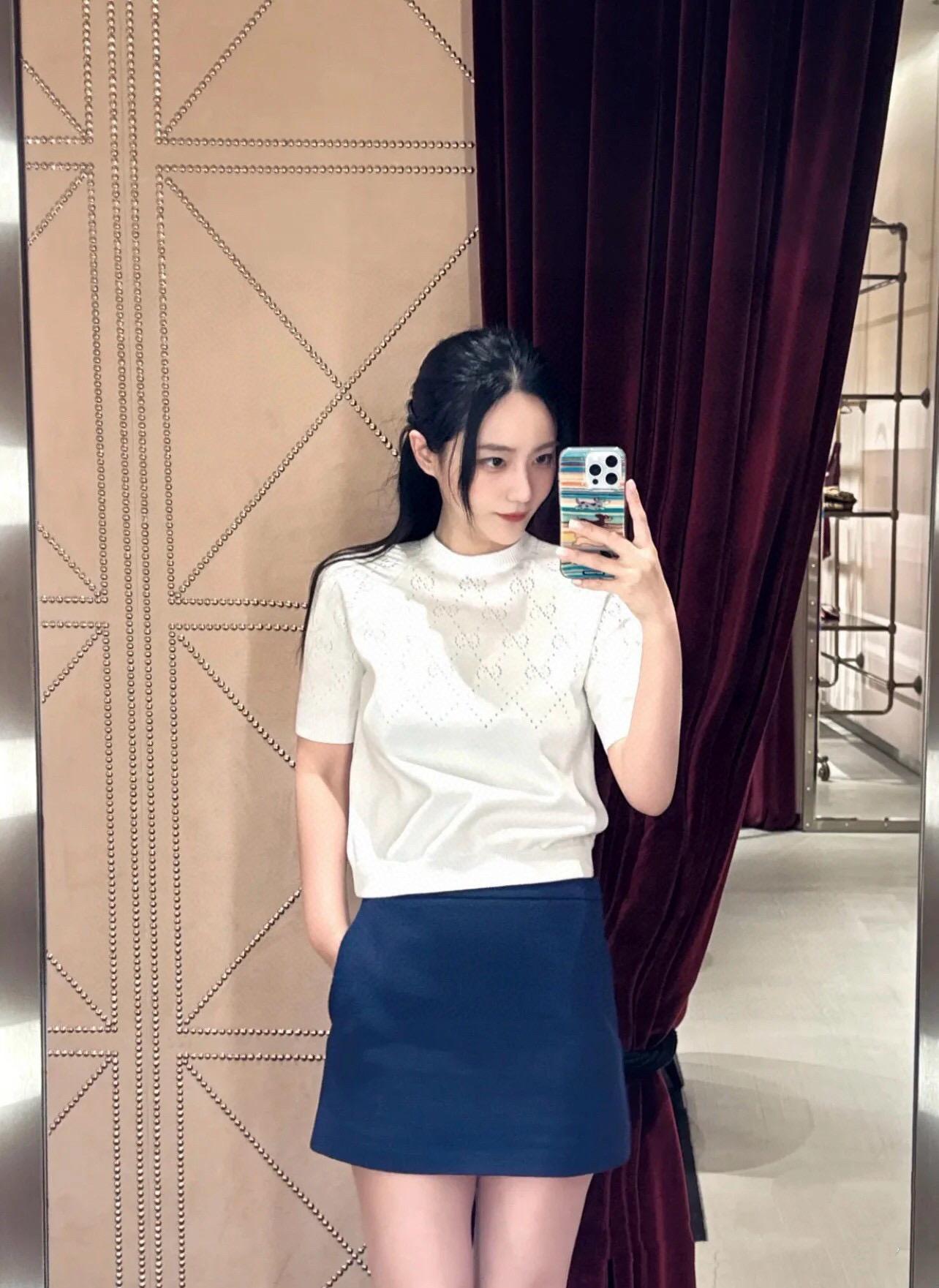 Gucci 古馳 25早春 百搭白色鏤空針織短袖