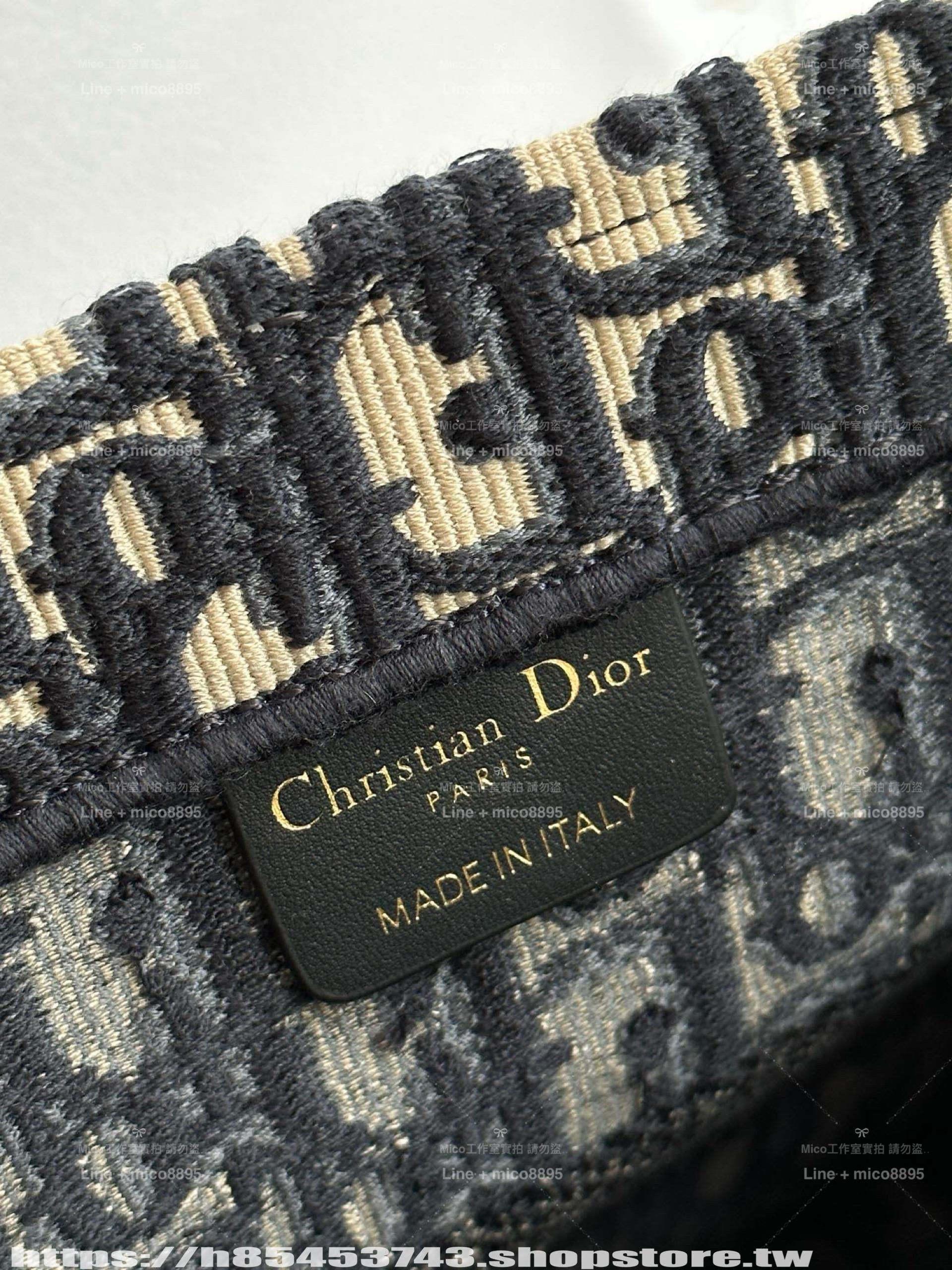DIOR 經典 中號 藍色老花刺繡 Book Tote 手提托特包/購物袋 36cm