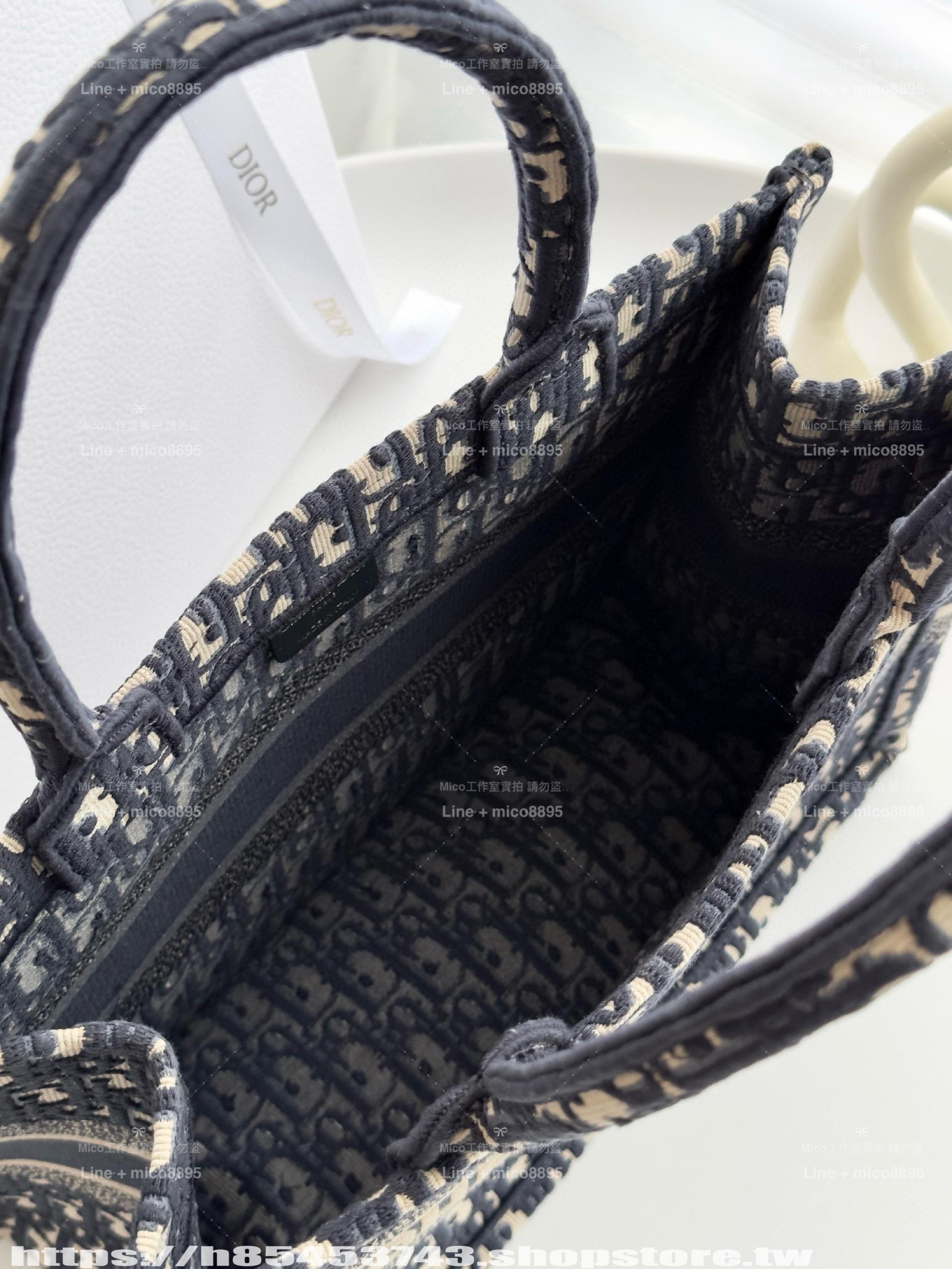 DIOR 經典 中號 藍色老花刺繡 Book Tote 手提托特包/購物袋 36cm