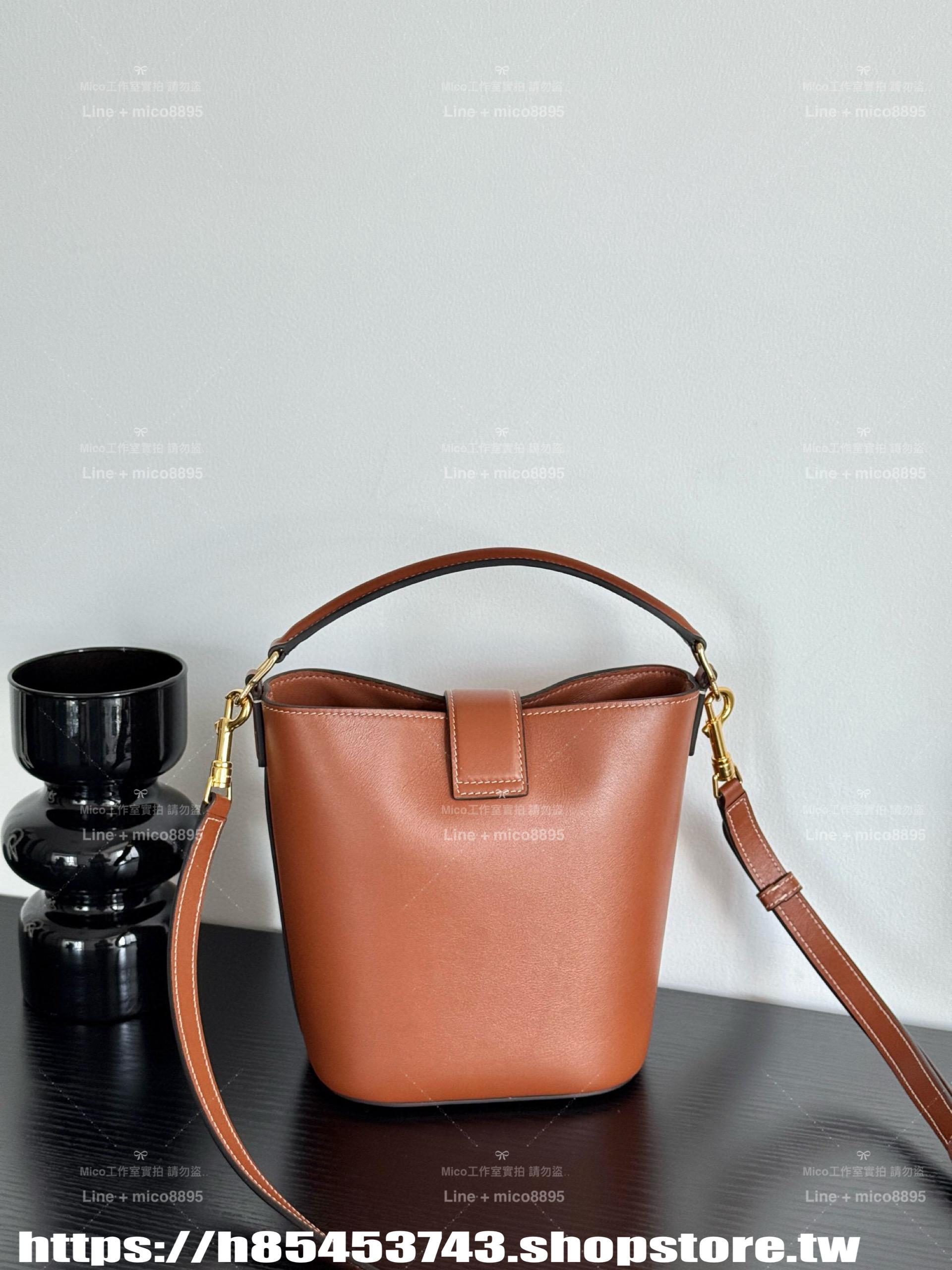 CELINE｛Louise｝迷你版 凱旋門水桶包 黑色/白色/棕色 可手提與斜挎 19cm