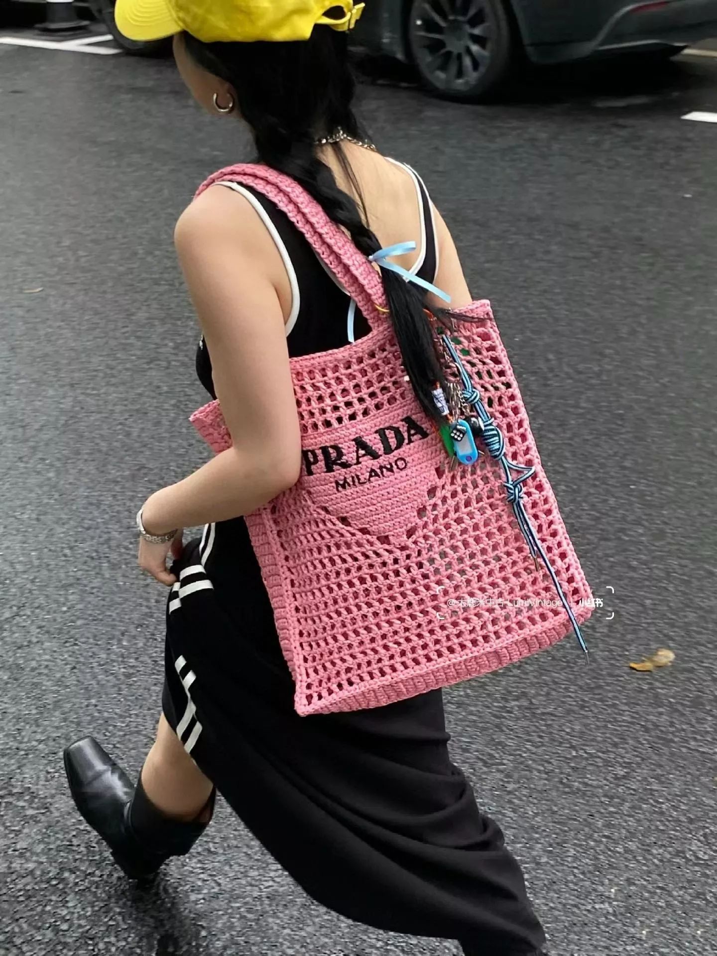 PRADA 經典夏日沙灘包 酒椰纖維編織托特包 多色 36cm