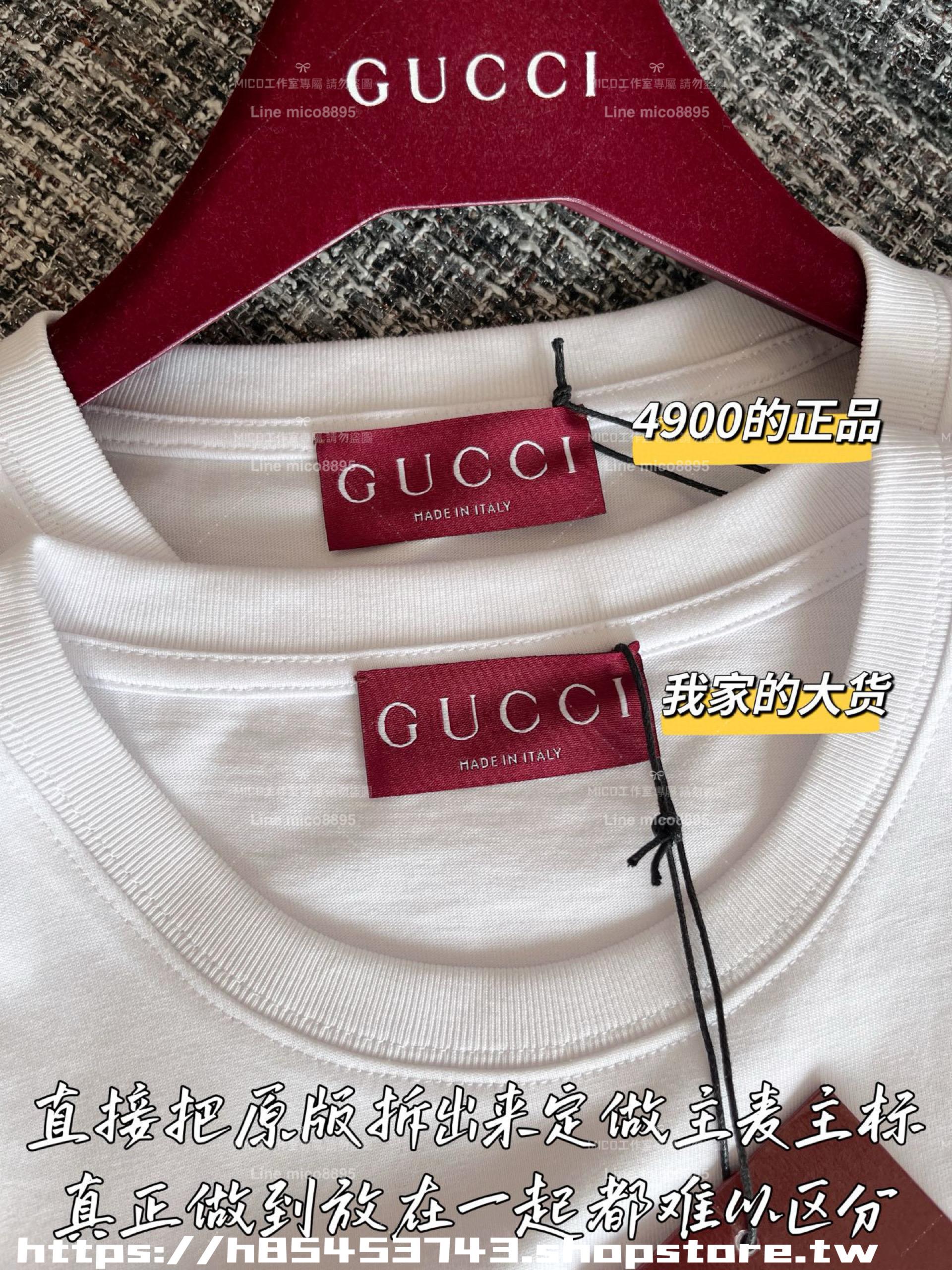 Gucci 古馳 25 早春基礎款 領口邊刺繡品牌字母短袖