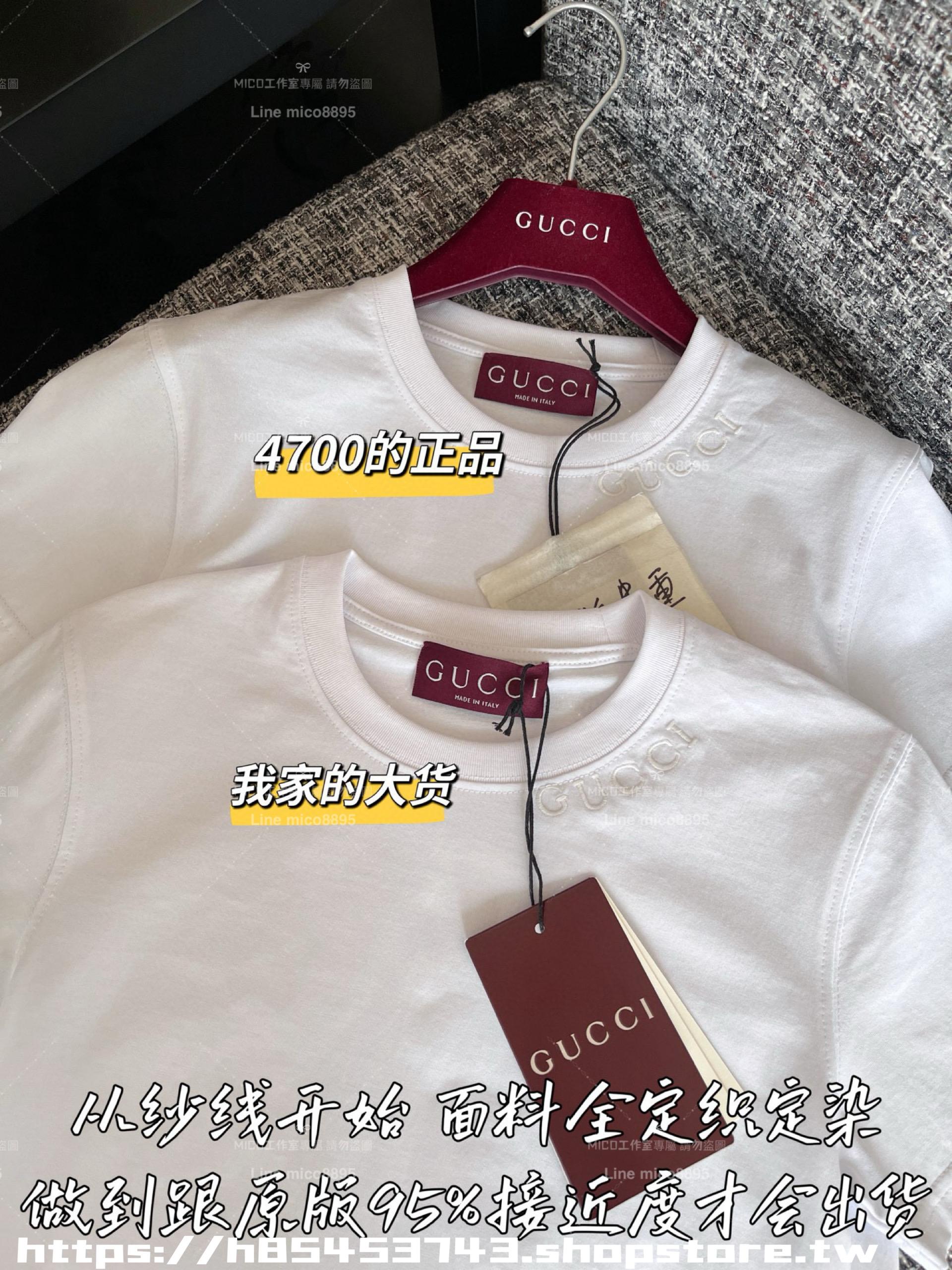 Gucci 古馳 25 早春基礎款 領口邊刺繡品牌字母短袖