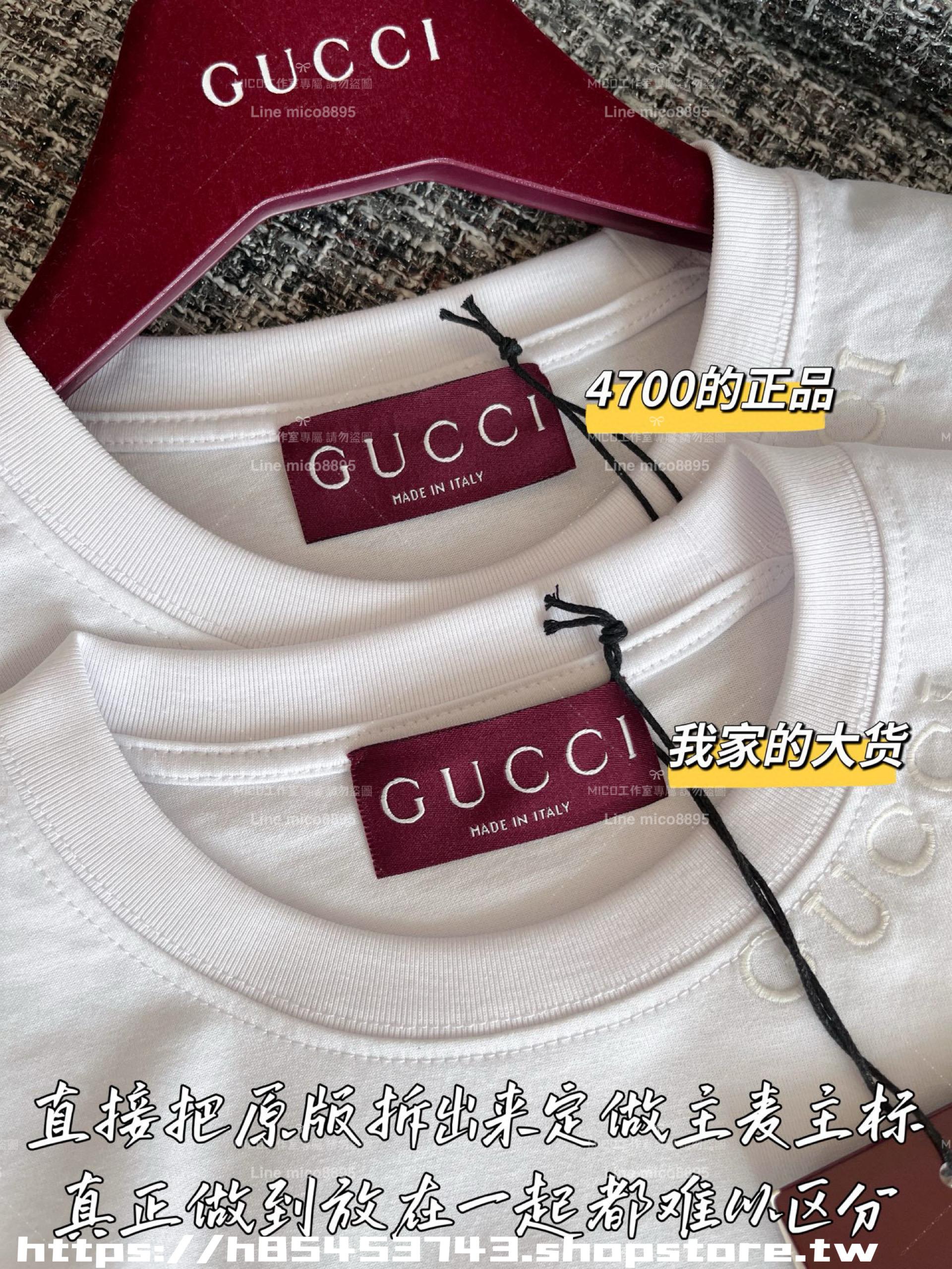 Gucci 古馳 25 早春基礎款 領口邊刺繡品牌字母短袖
