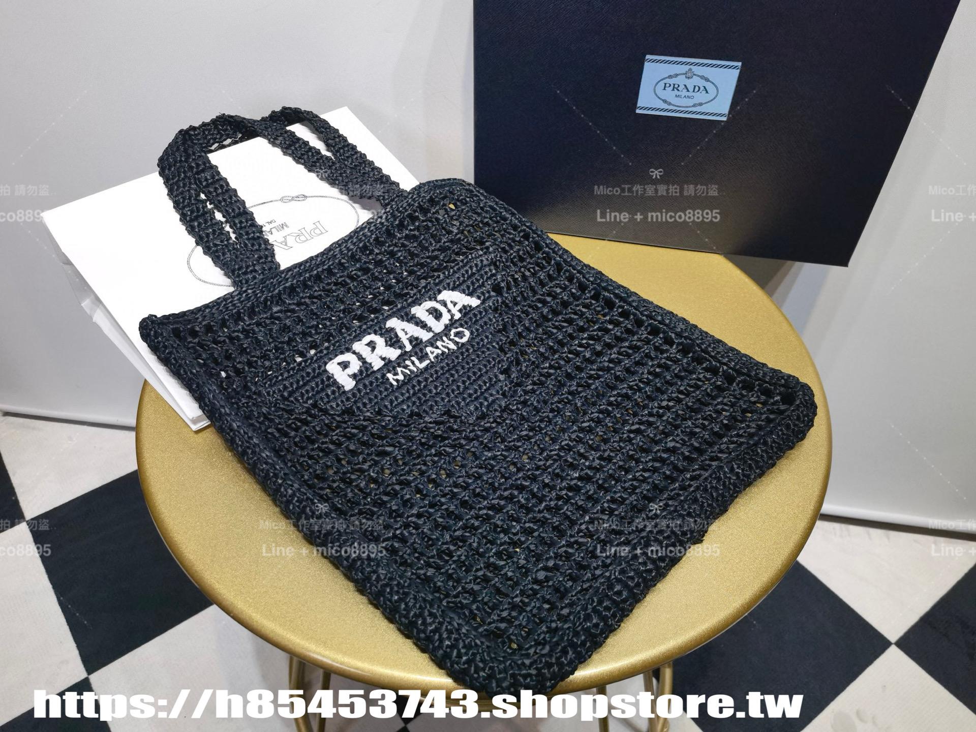 PRADA 經典夏日沙灘包 酒椰纖維編織托特包 多色 36cm