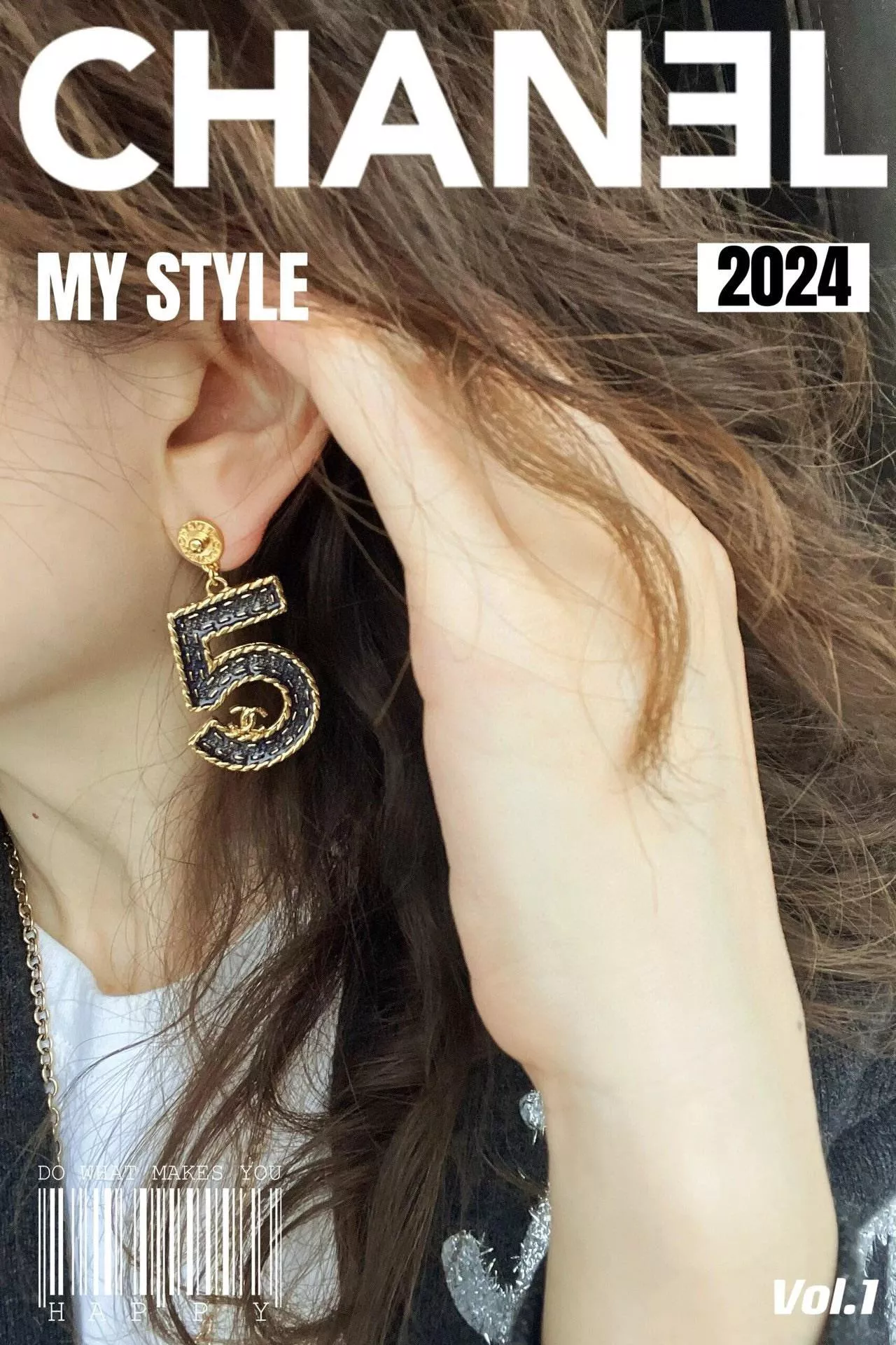 CHANEL 24春夏限量【牛仔藍No.5字母耳環】・復古造型款