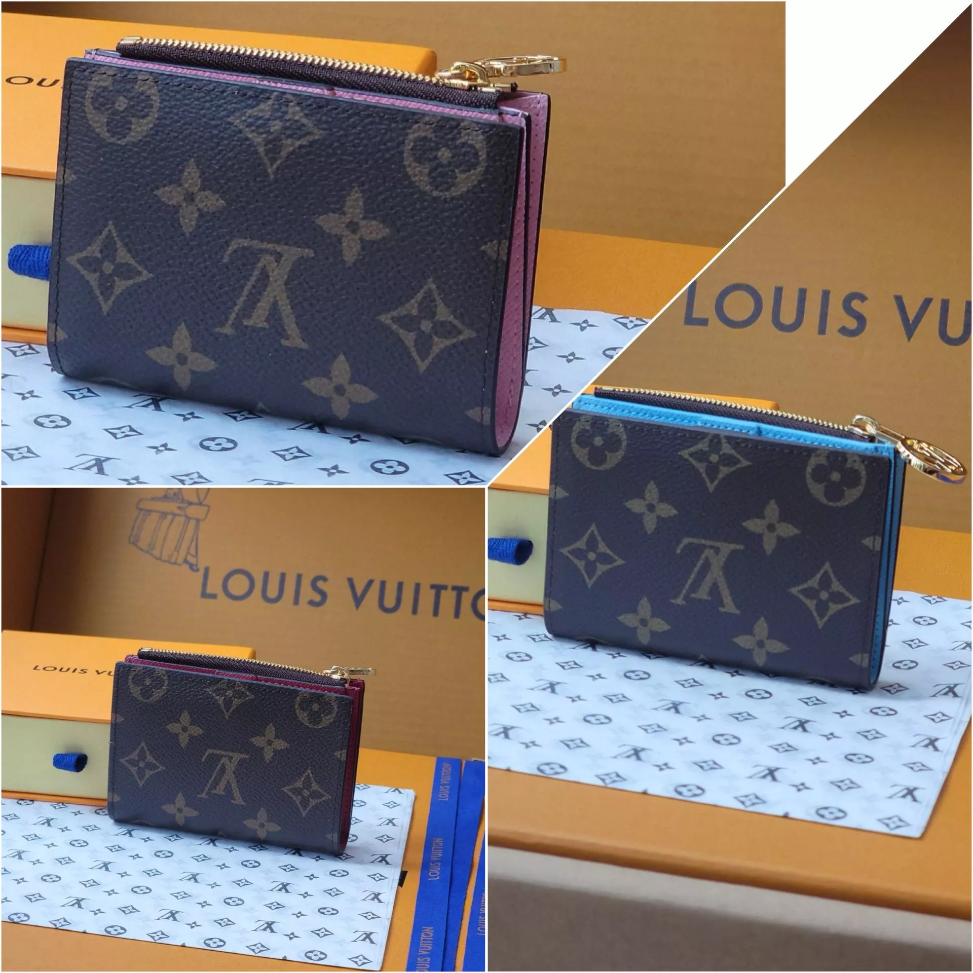 LV M82383 M11380 M83605 粉色/桃紅/海藍色 Portefeuil Lisa 兩折短夾
