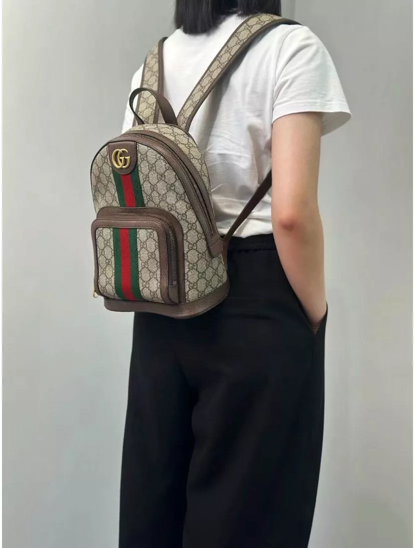 GUCCI Ophidia 經典雙肩背包 小號｜紅綠織帶 復古雙G標誌｜547965