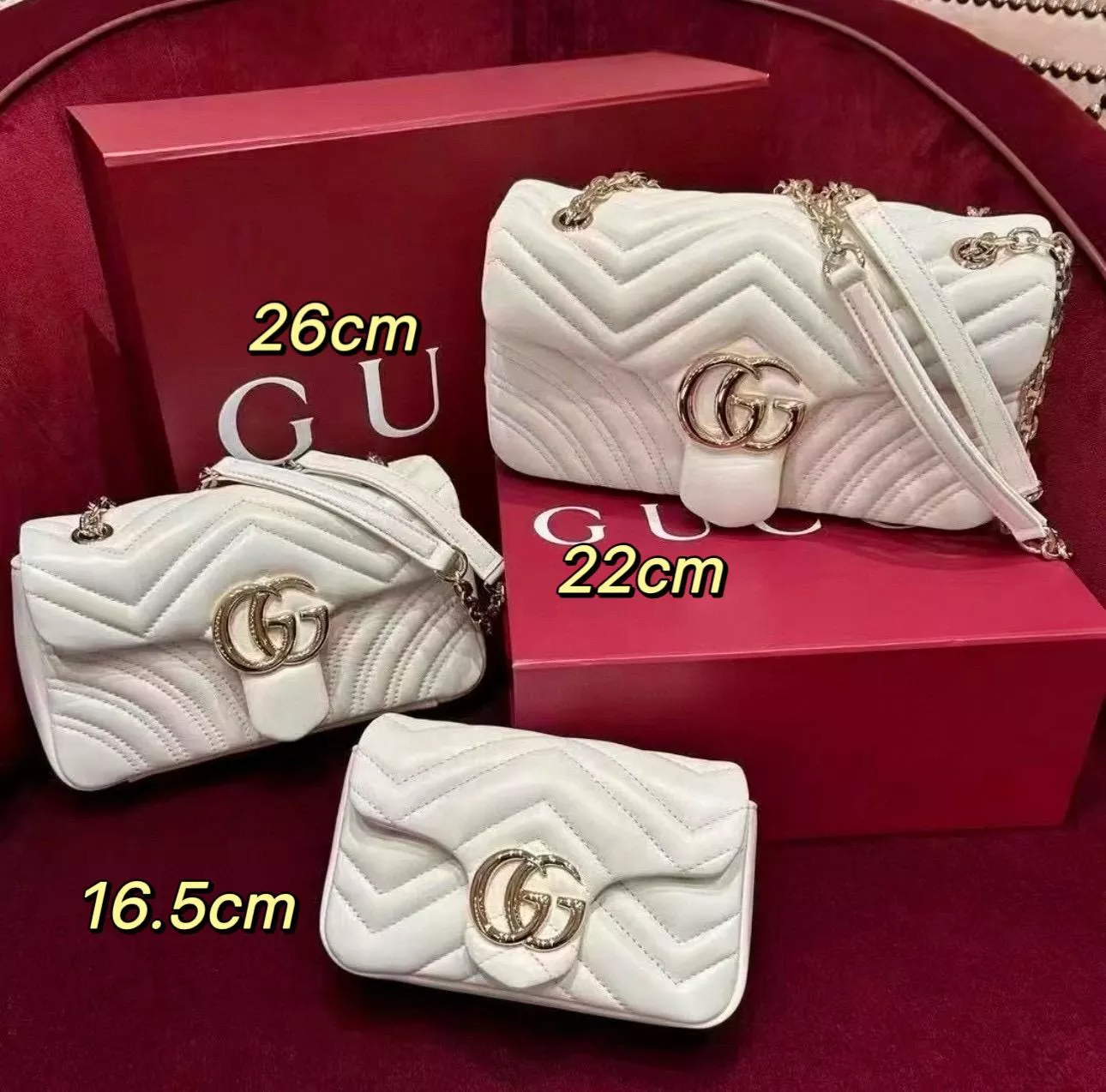 GUCCI GG Marmont 2.0 羊皮鍊條包｜奶油白V型絎縫｜837267 841290 837280