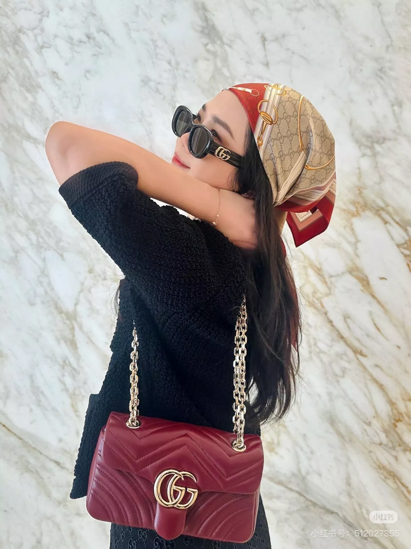 GUCCI Marmont 2.0 小號鍊條包｜22cm 安可拉紅 V型羊皮｜837280