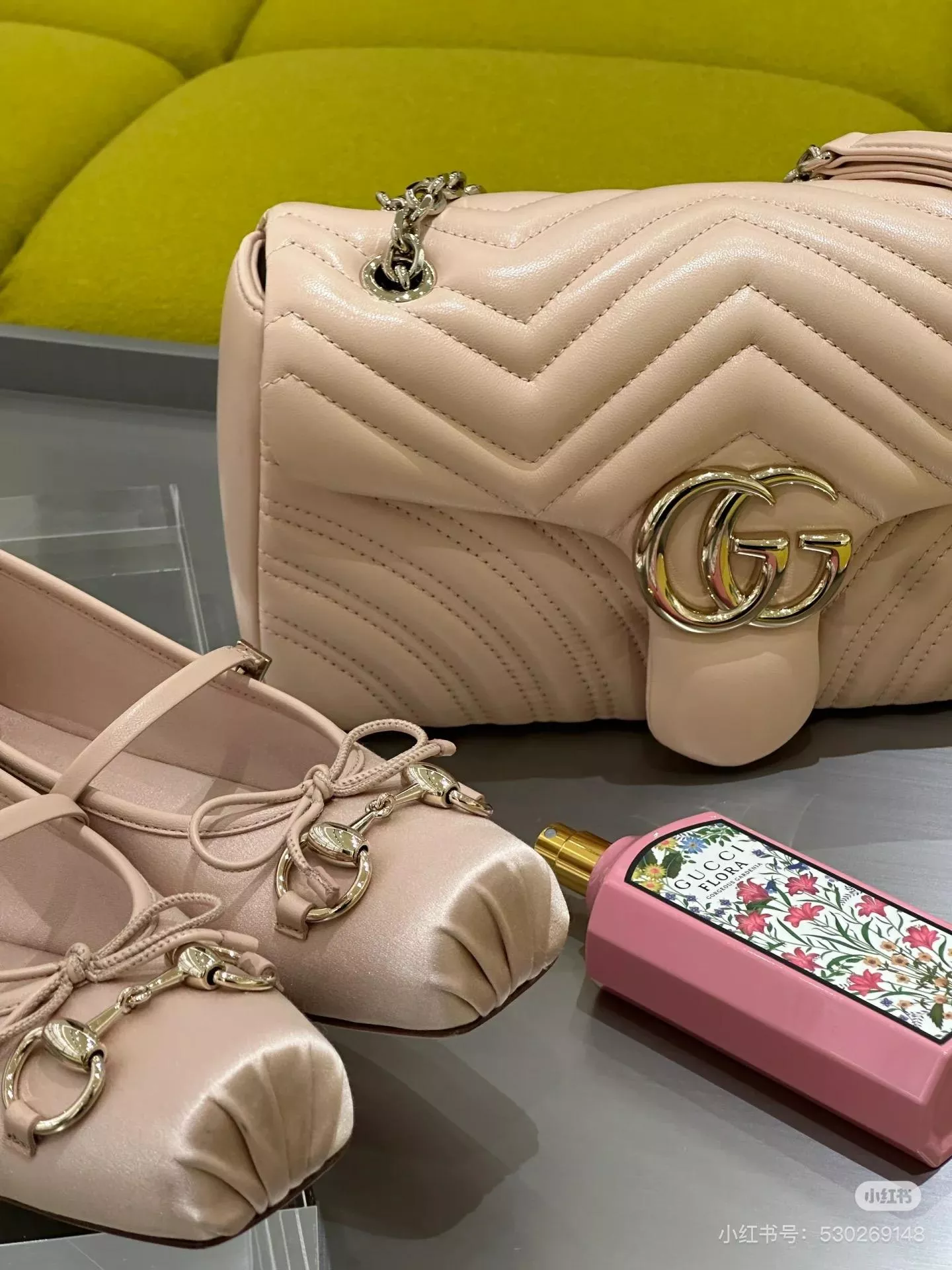 GUCCI Marmont 2.0 小號鍊條包｜22cm 香檳粉 V型羊皮｜837280