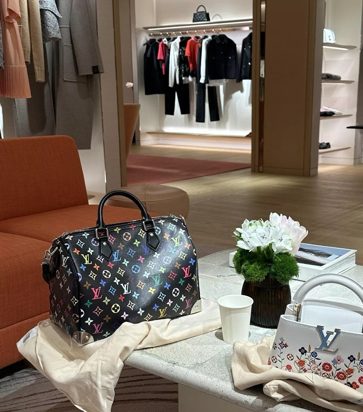 LV x 村上隆 SPEEDY SOFT 30 黑彩 M13257｜彩虹塗層帆布・復刻行李箱風格・蝴蝶結掛鎖設計