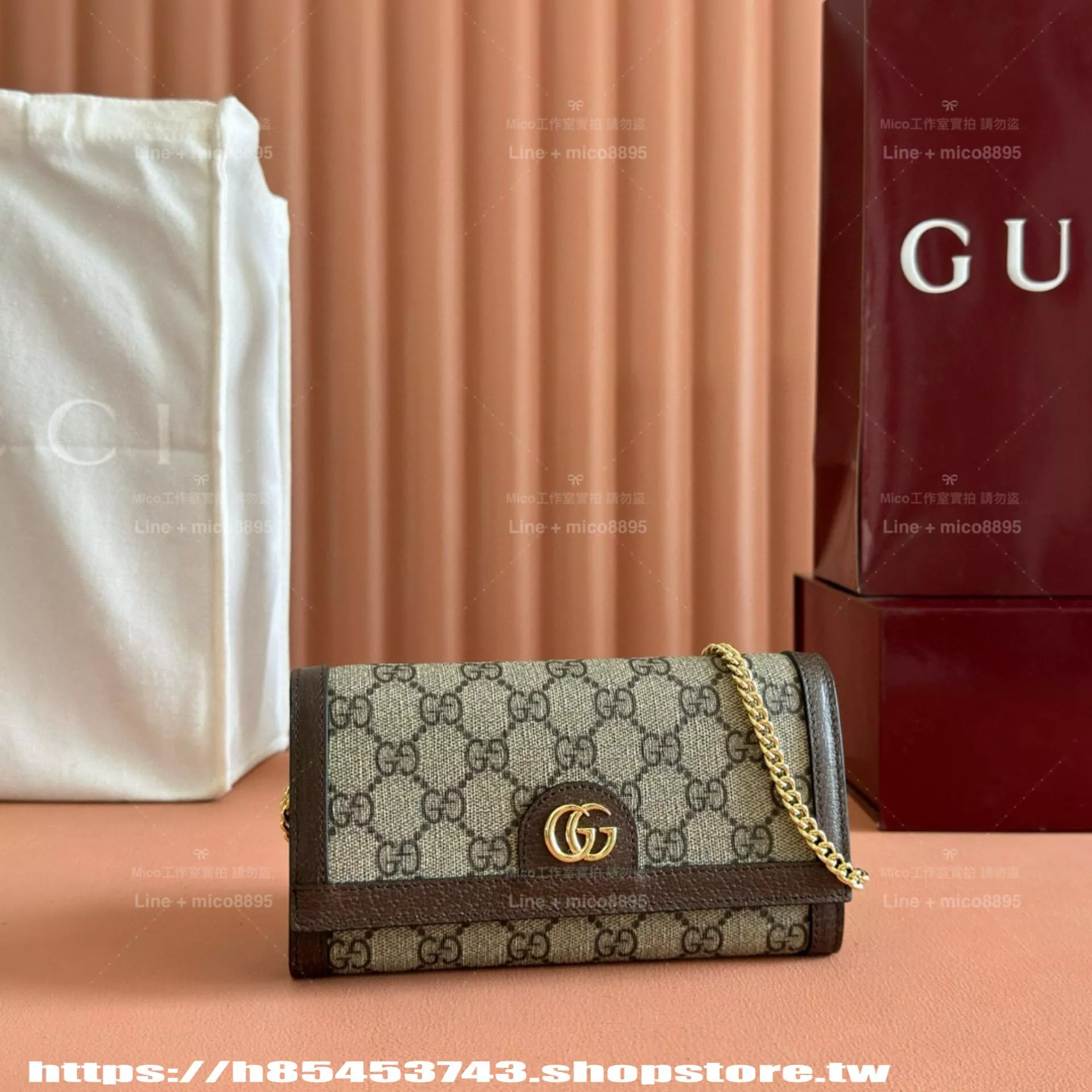 回饋款 Ophidia 鏈條錢包 WOC｜GG Supreme帆布經典雙G｜772309