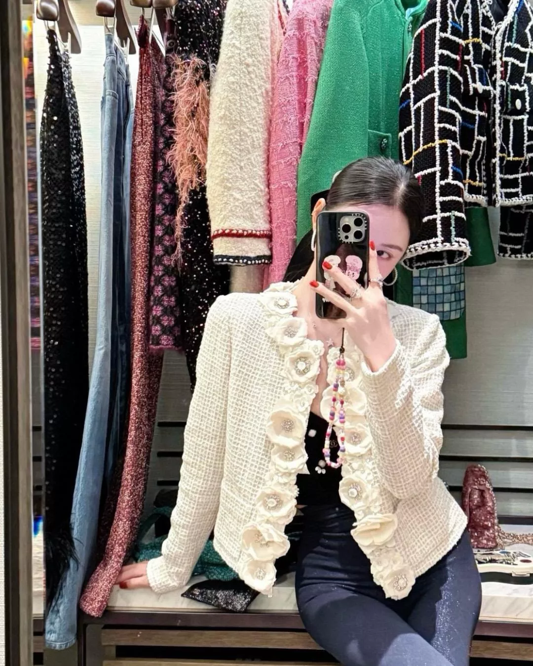 CHANEL 重工款 手工立體花卉珍珠外套・早春度假系列・高訂工藝款・36/38/40/42