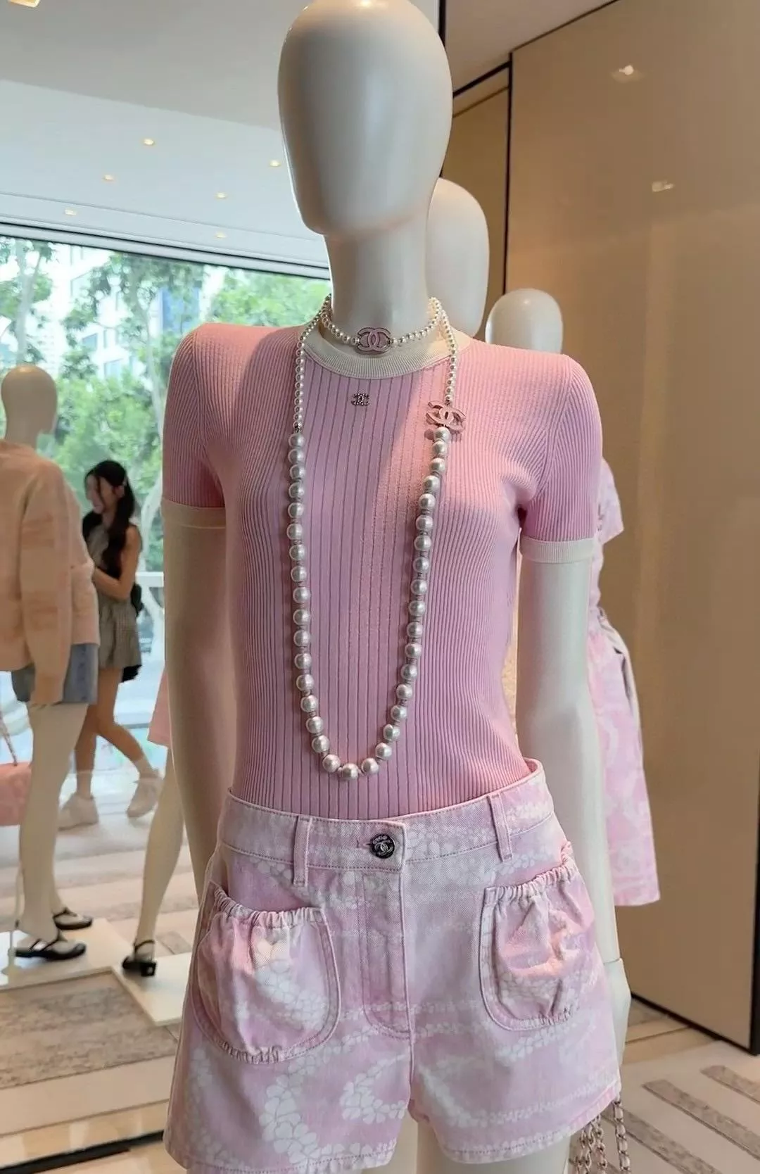 Chanel 沙灘系列 基礎款 夏季輕盈修身針織T恤・粉色・16針精梳棉・36/38/40