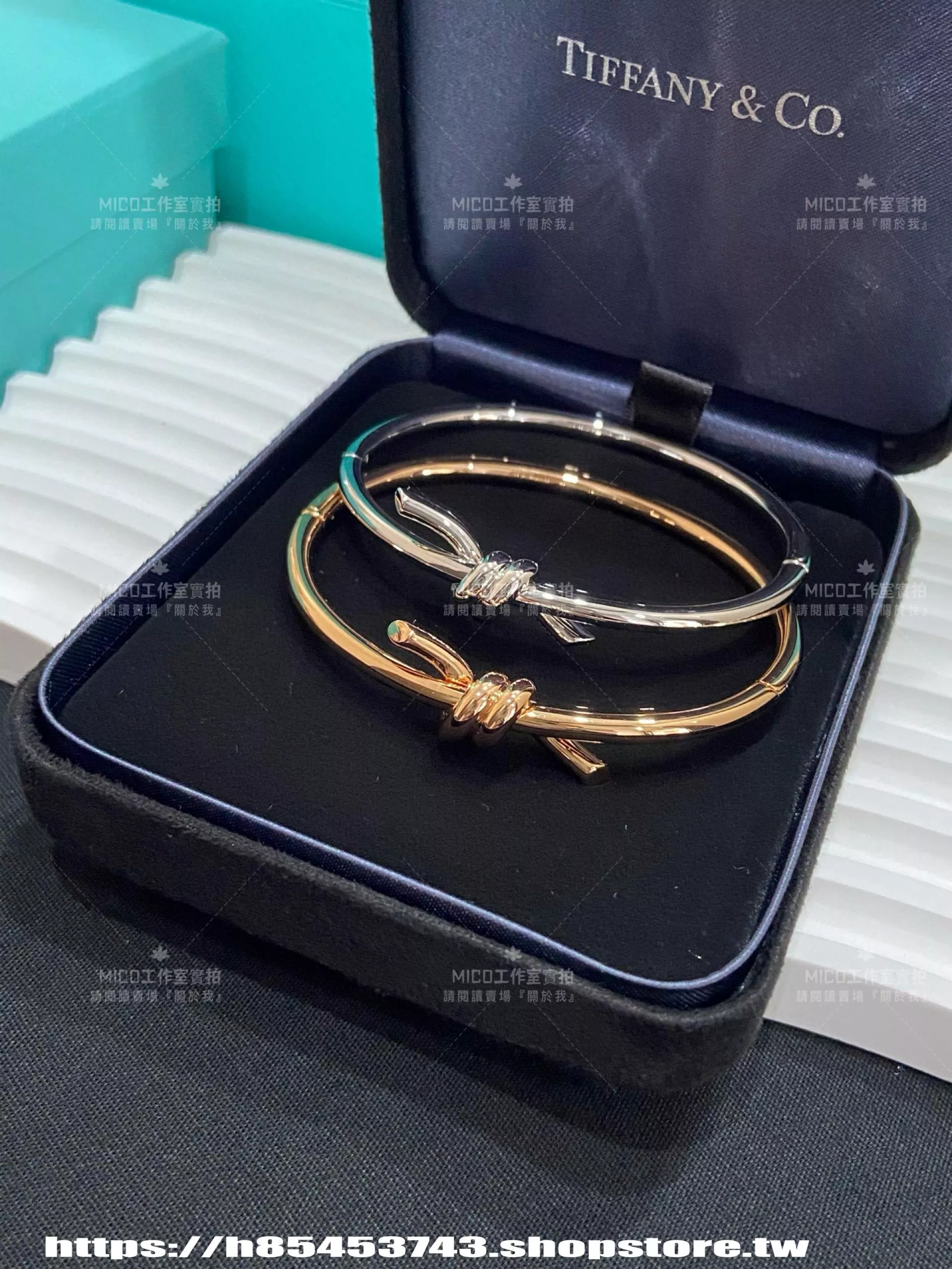 Tiffany knot 單圈手鐲・金／玫瑰金／白金・經典連結設計・高訂飾品款