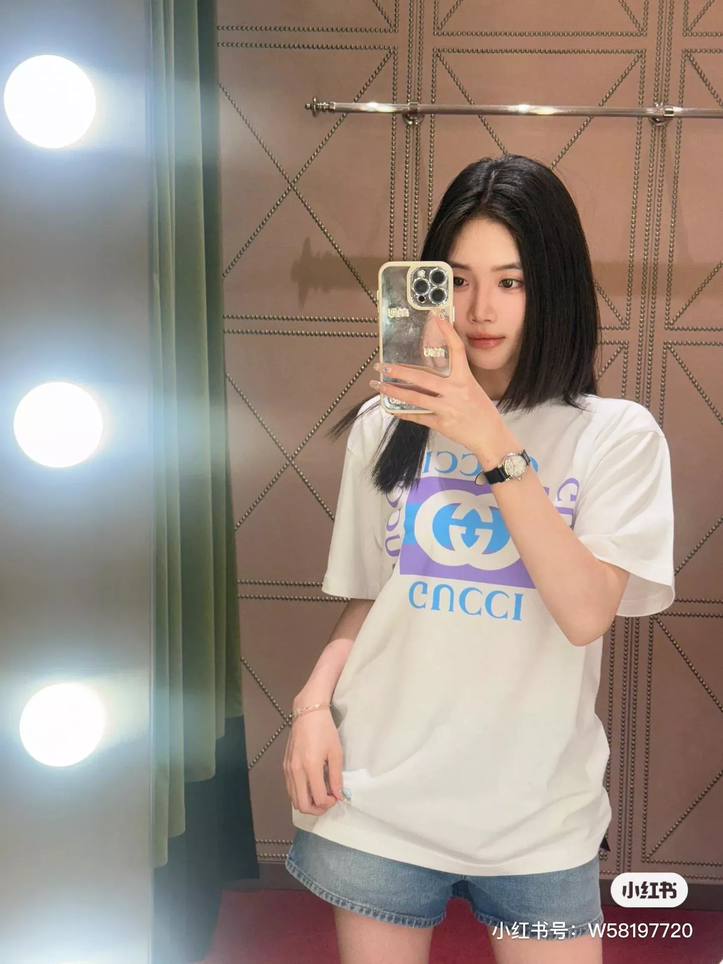 GUCCI 拼色方框字母短袖｜撞色印花休閒T恤／夏季潮感款（S-XL）