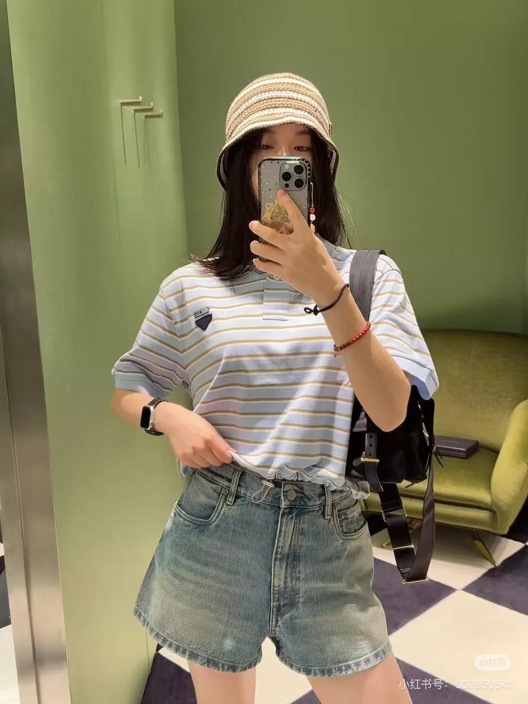 PRADA 藍白條紋下擺抽繩POLO｜夏日航海風