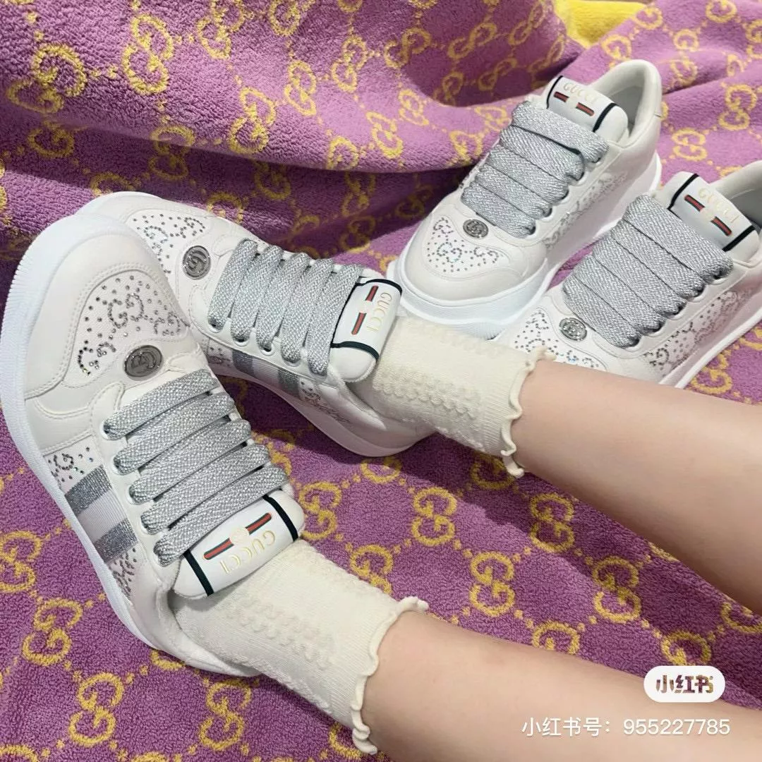 GUCCI 【白銀水鑽款】經典髒髒鞋系列 休閒鞋