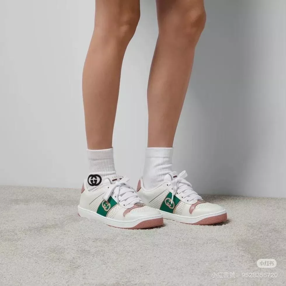 GUCCI 【粉色款】經典髒髒鞋系列 Screener Sneakers 休閒鞋・情侶款 男鞋/女鞋 大碼